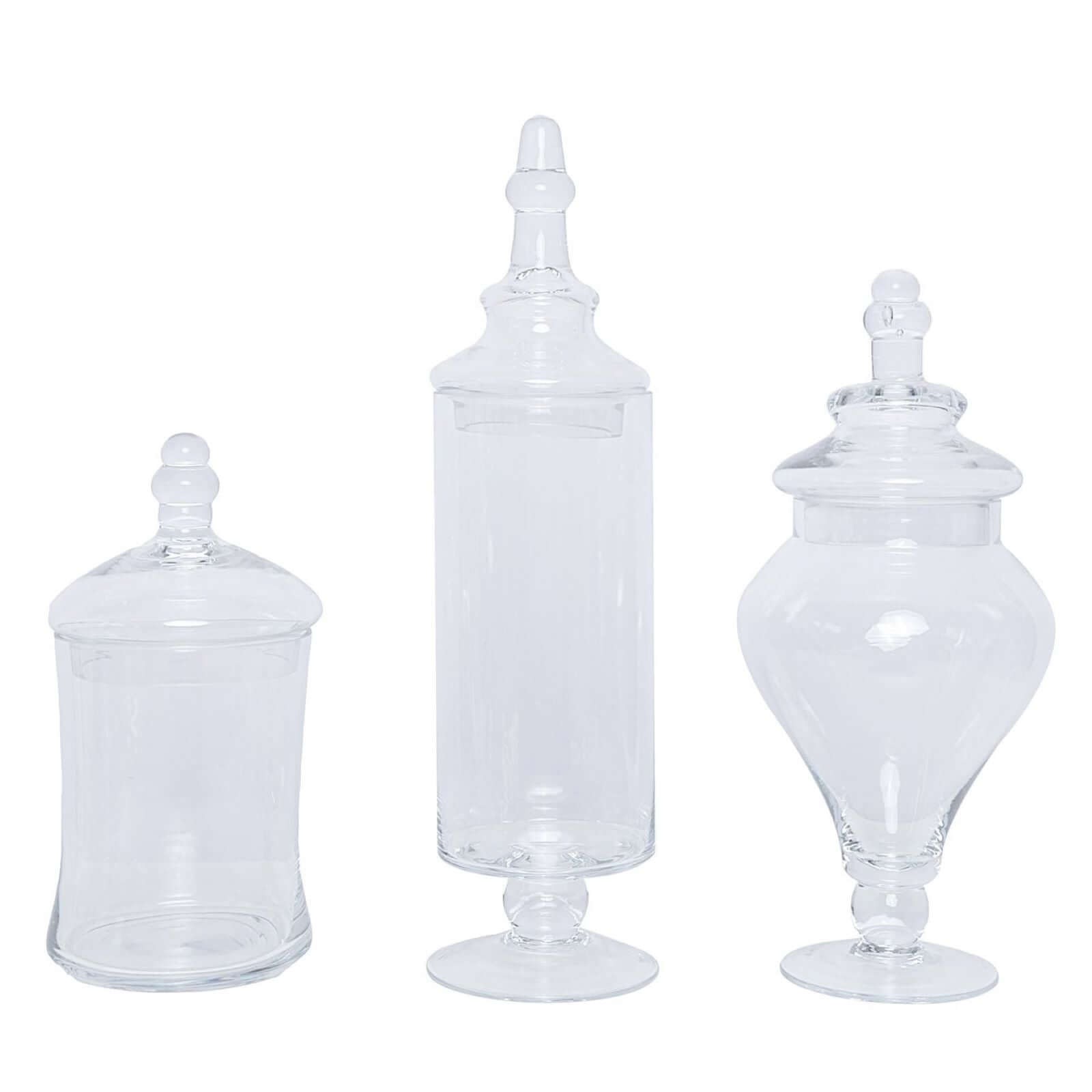 Hot Sale! Set of 3 Clear Glass Candy Jars with Snap - On Lids for Stylish Party Favors