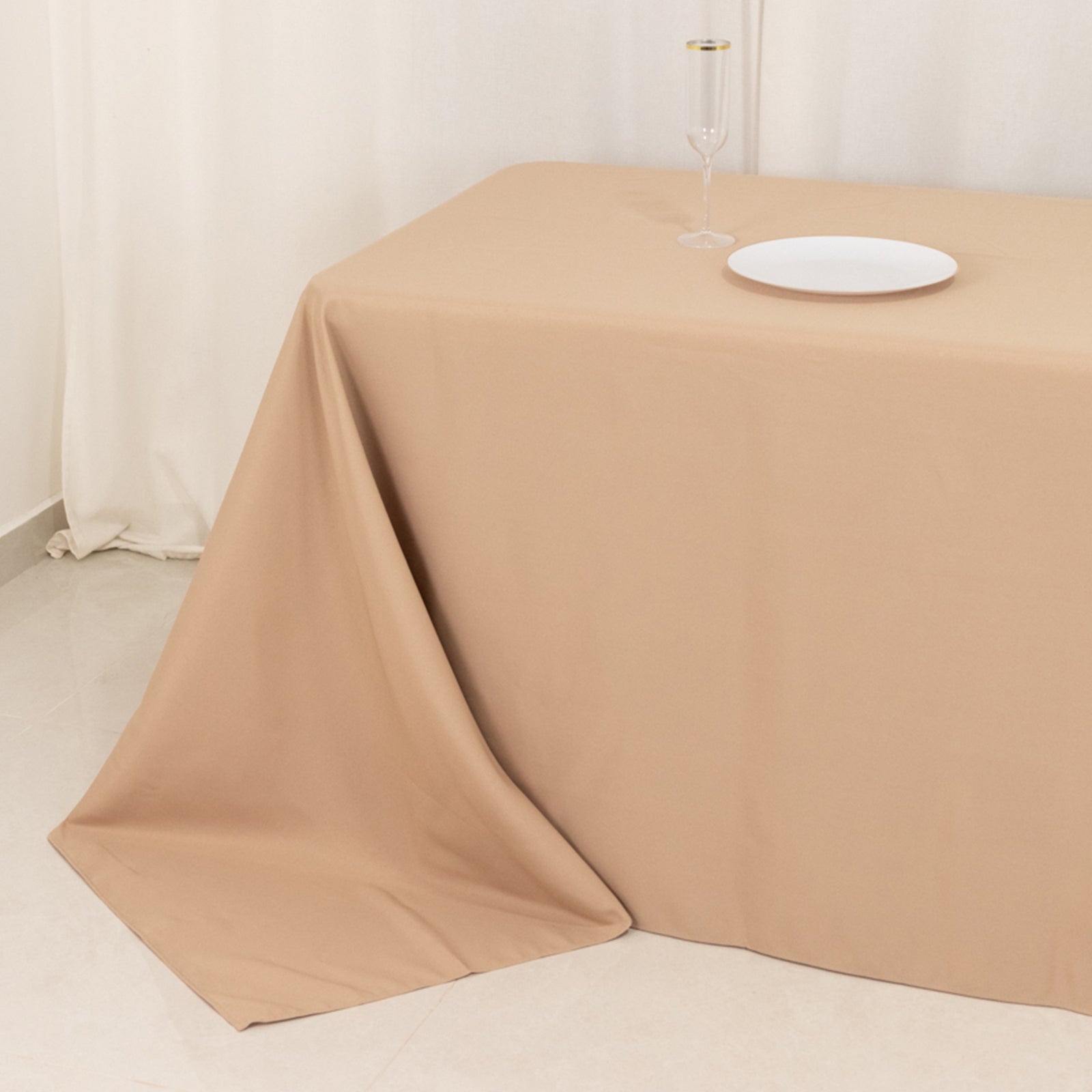 Hot Sale! Seamless 220GSM Stain-Resistant Nude Premium Polyester Rectangle Tablecloth 90x156