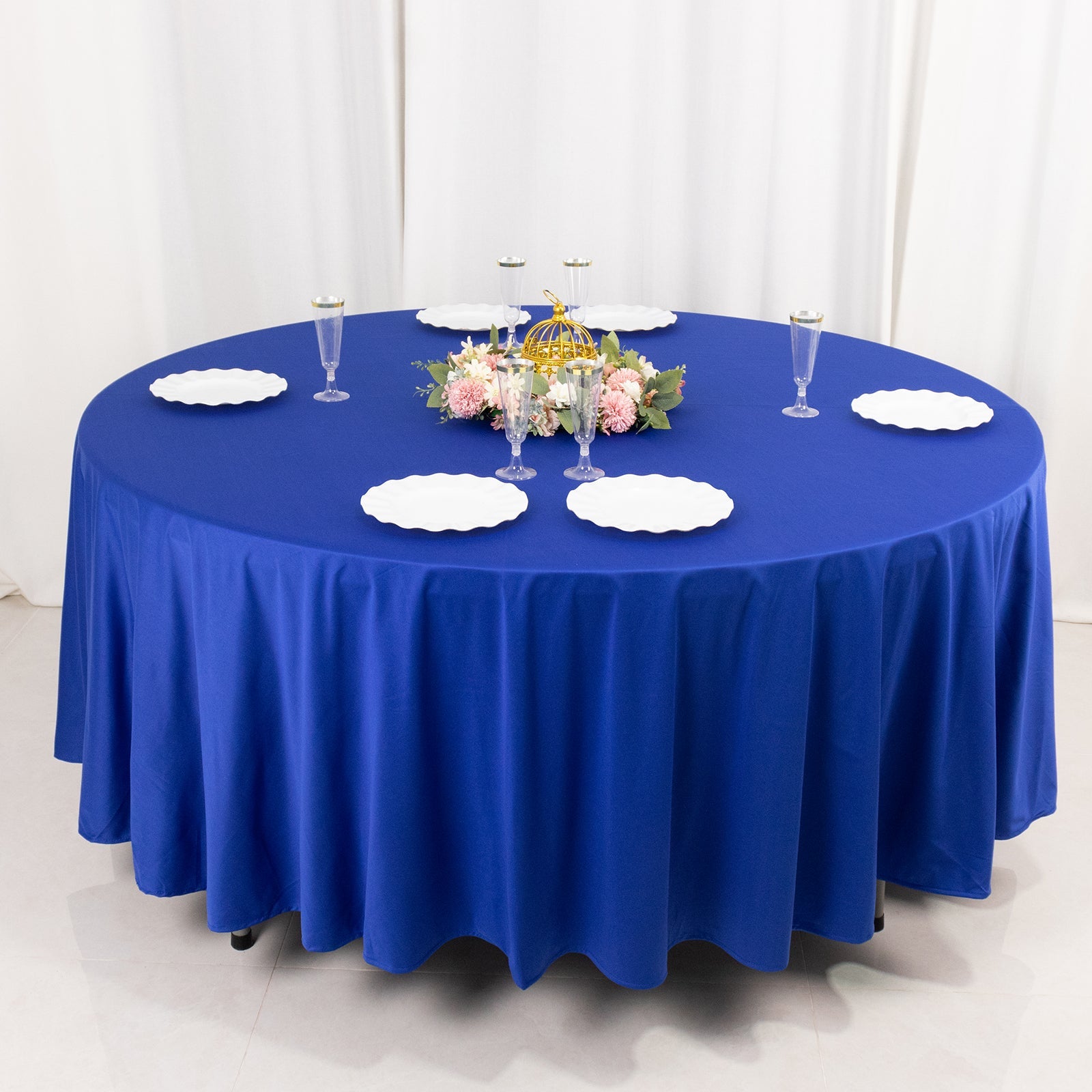 Exclusive Premium Royal Blue Scuba Round 108 Tablecloth - Stain & Wrinkle Free