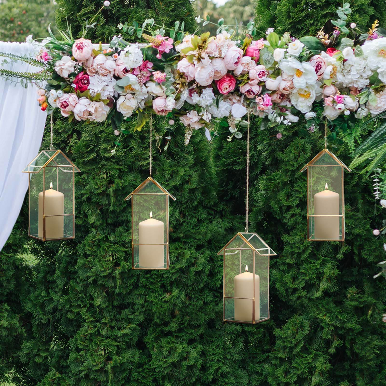 Versatile Gold Metal Frame Glass Hanging Terrarium for Air Plants and Displays