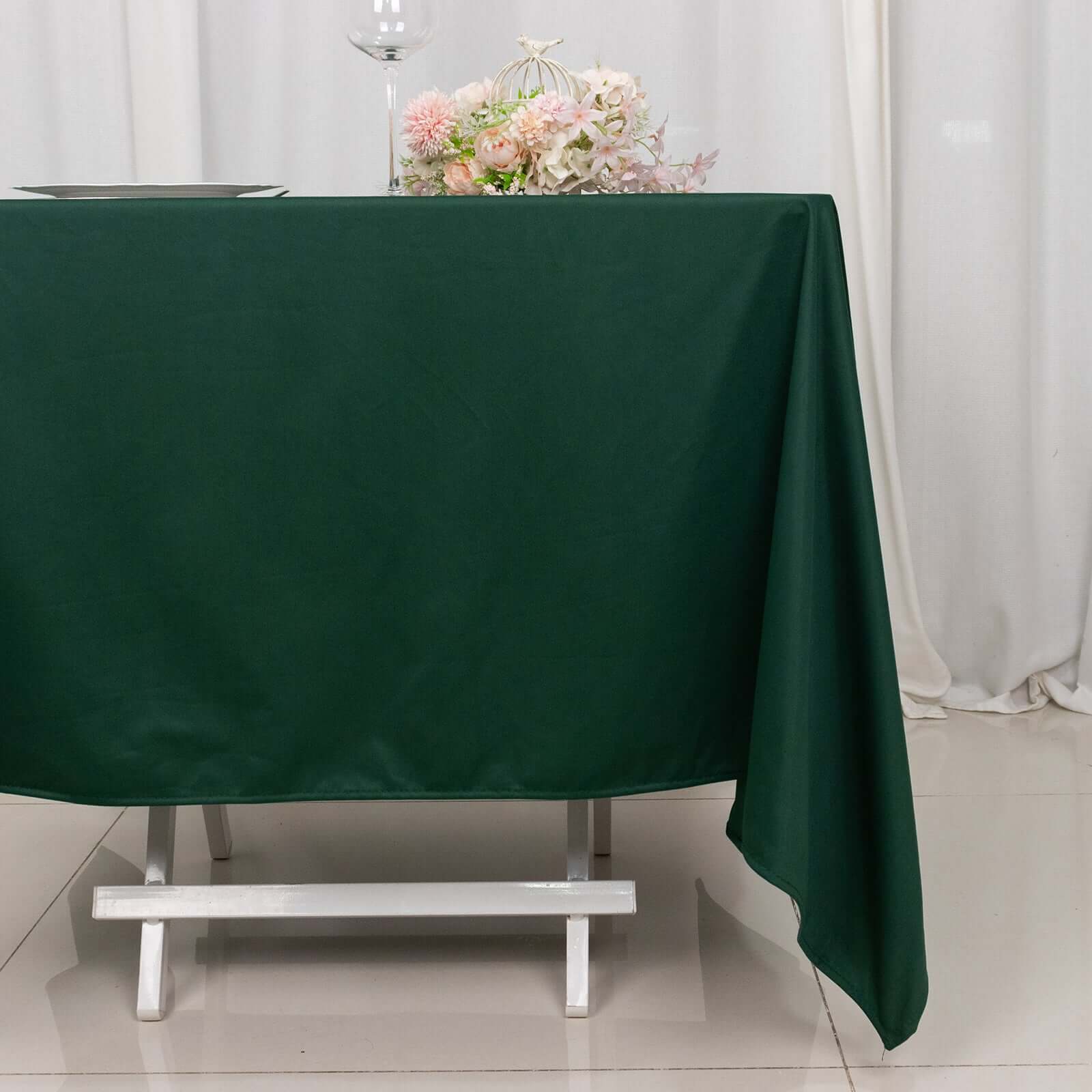 Premium 70x70 Square Scuba Tablecloth in Hunter Emerald Green - Wrinkle-Free & Stain-Resistant Deal