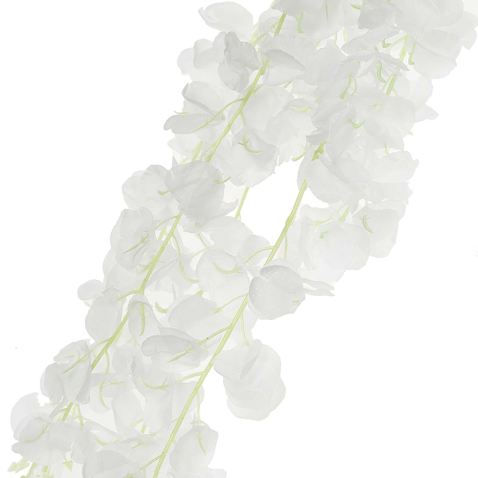 42-Foot White Silk Wisteria Flower Garland: 5 Full Strands in One Bush - Perfect for Decor!