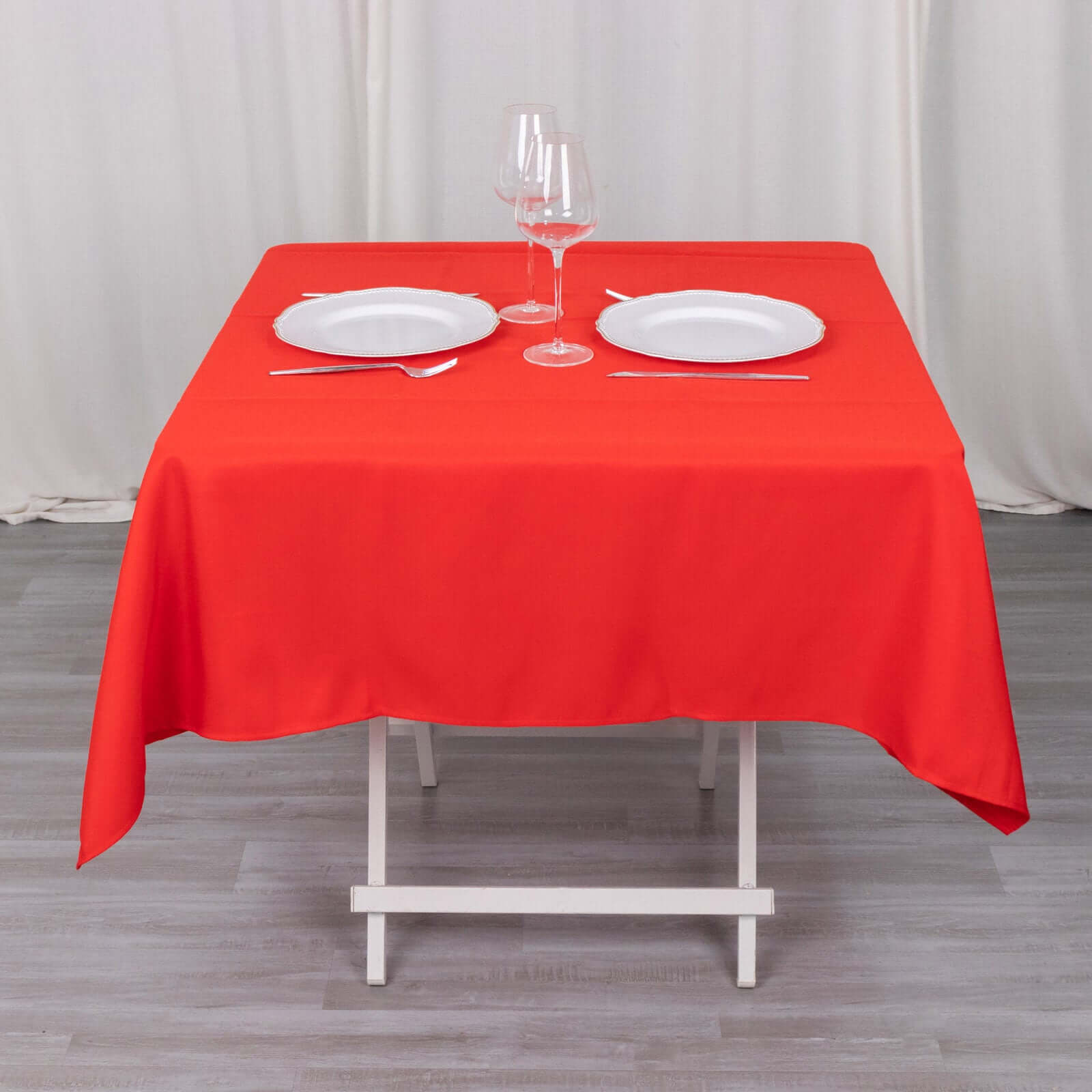 Red Premium 220GSM Polyester Square Tablecloth 54x54 - Stain & Wrinkle Resistant