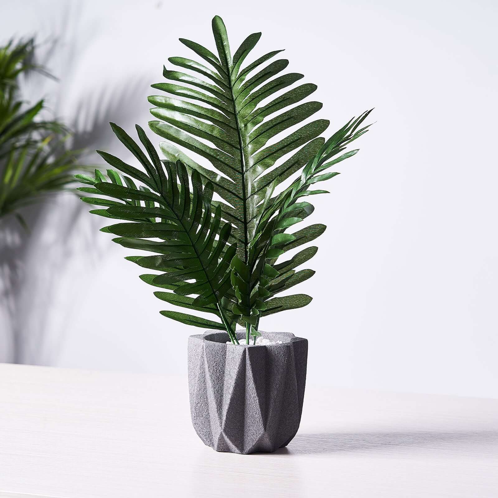 5 Stems Green Artificial Silk Tropical Palm Leaf Plants - Ideal Decor
