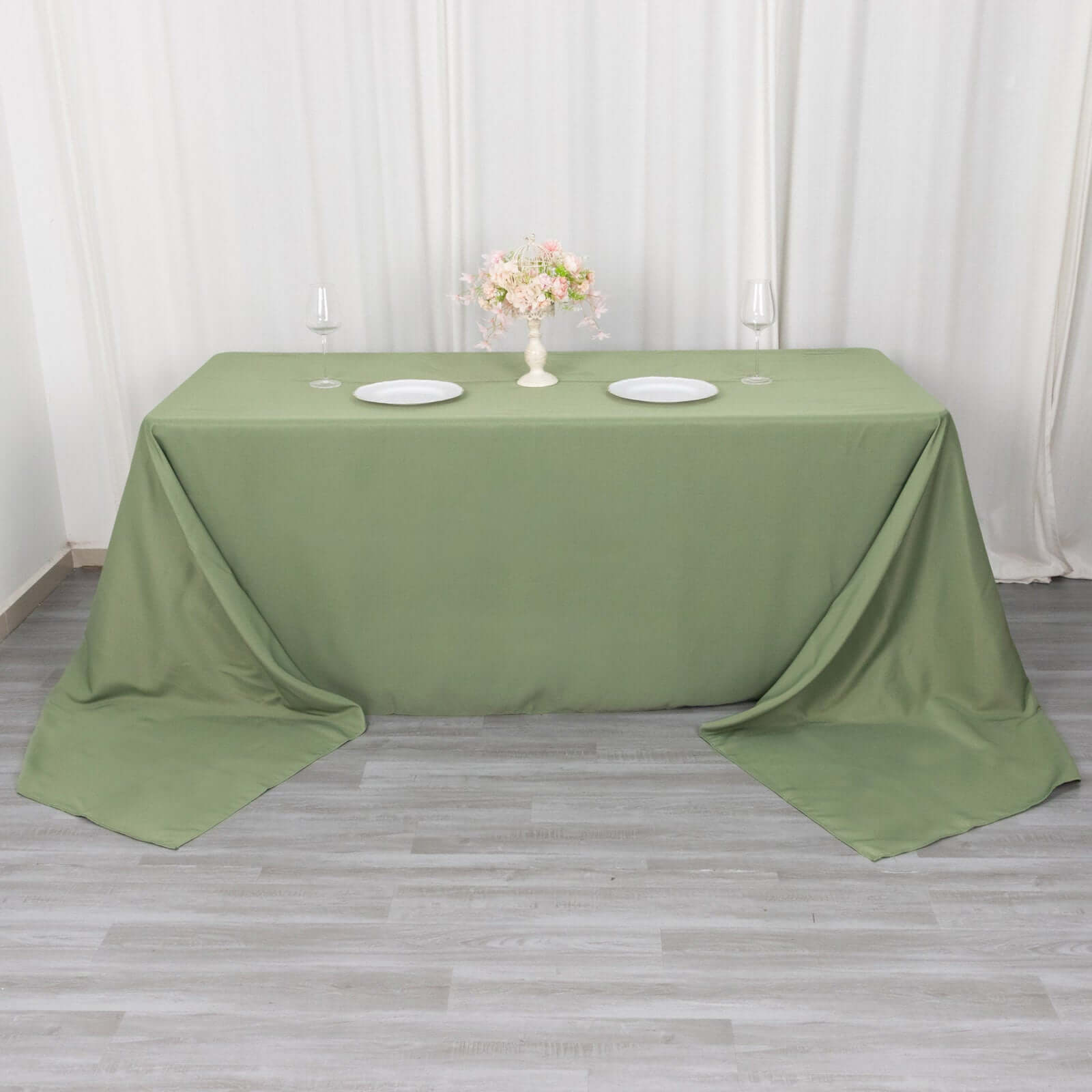 Hot! Seamless 220GSM Stain-Resistant Premium Polyester Dusty Sage Green Rectangle Tablecloth 90x156