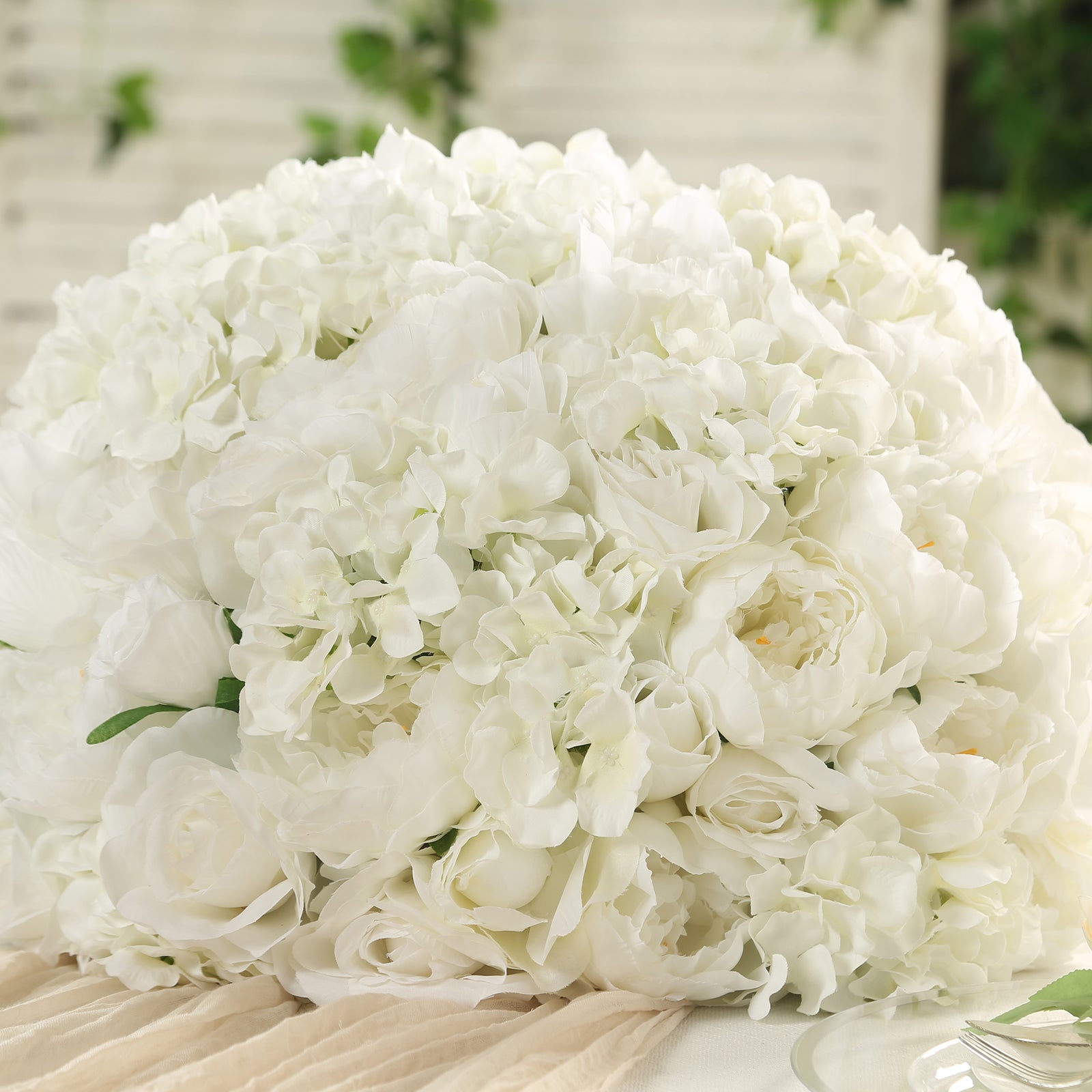 Hot Sale! Large Ivory Artificial Silk Rose Bouquet for Wedding Centerpieces and Table Decor - 20