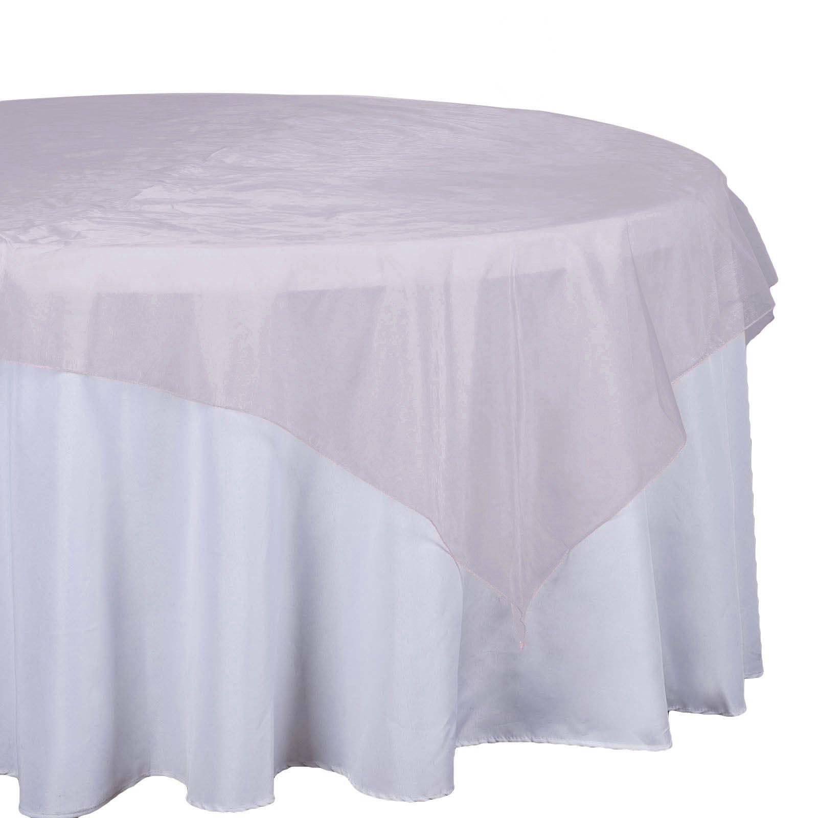 Pink Organza Square Table Overlay (72x72) - Ideal for Stylish Events, Great Value!