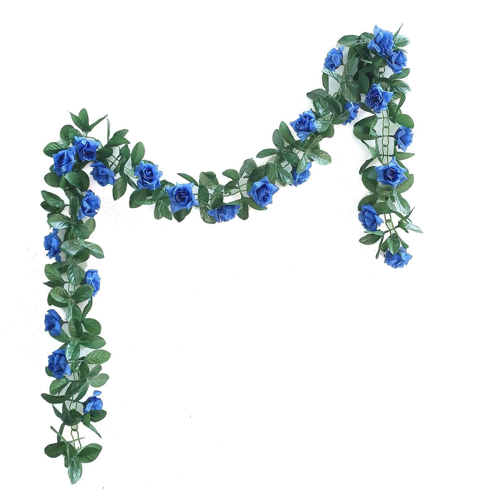 6ft UV-Protected Royal Blue Artificial Silk Rose Garland - Ideal for Decor
