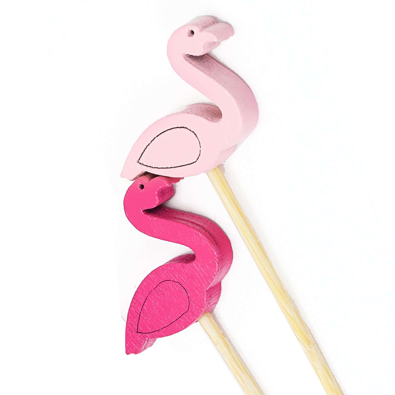 Hot Deal! 100-Pack Eco-Friendly Bamboo Flamingo Cocktail Sticks in Fuchsia/Hot Pink