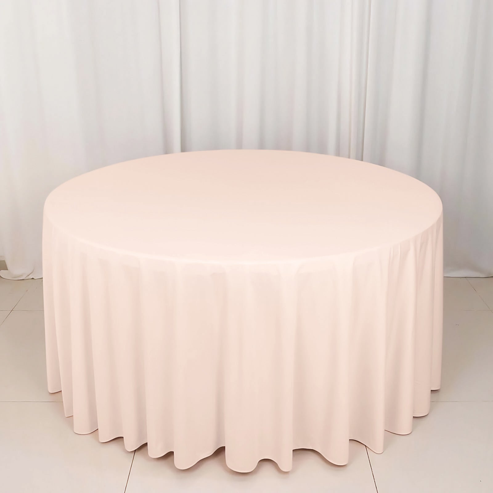 Premium Wrinkle-Free & Stain-Resistant Scuba Round 120 Tablecloth in Blush Color