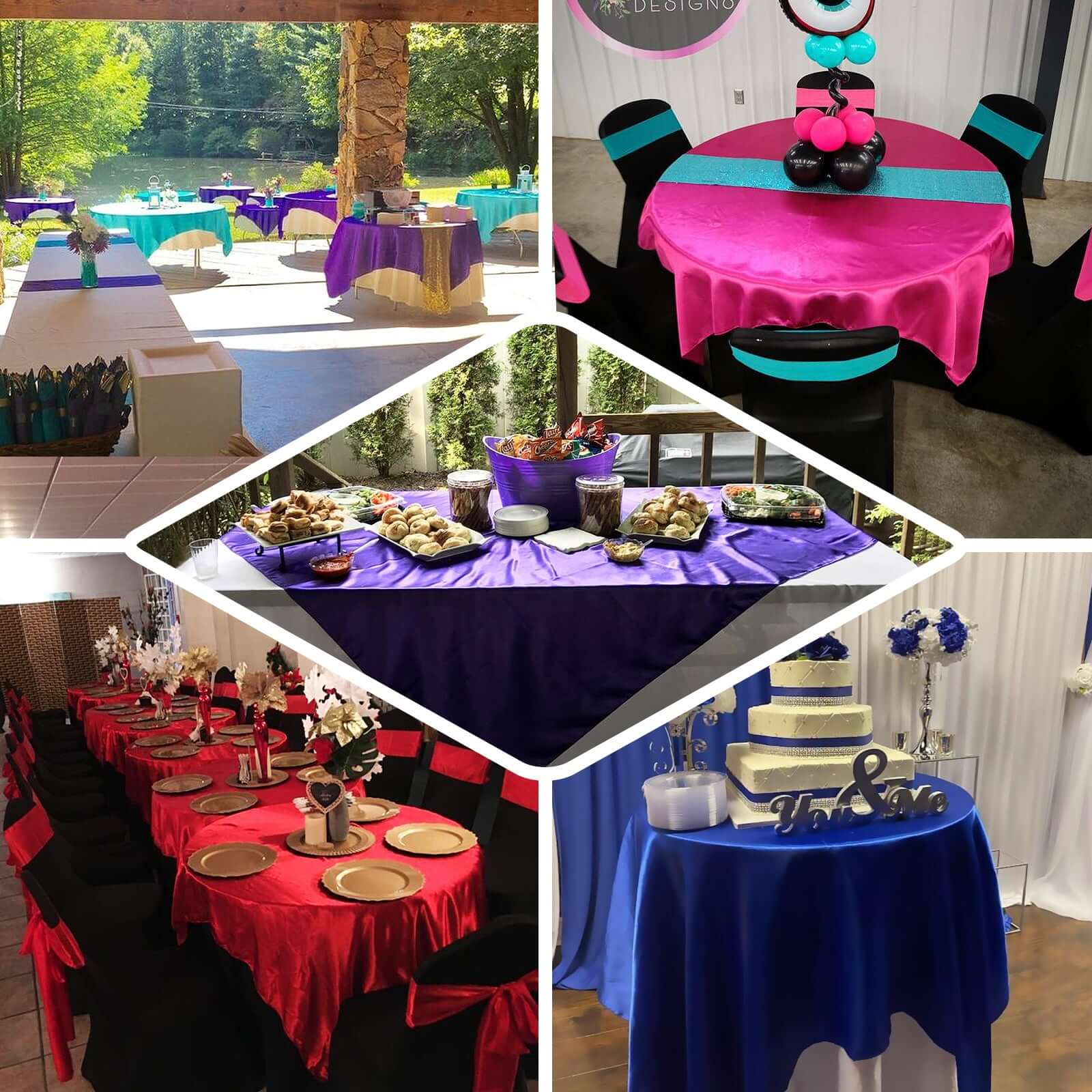Lavender Lilac Satin 60x60 Square Table Overlay with Smooth Silky Touch