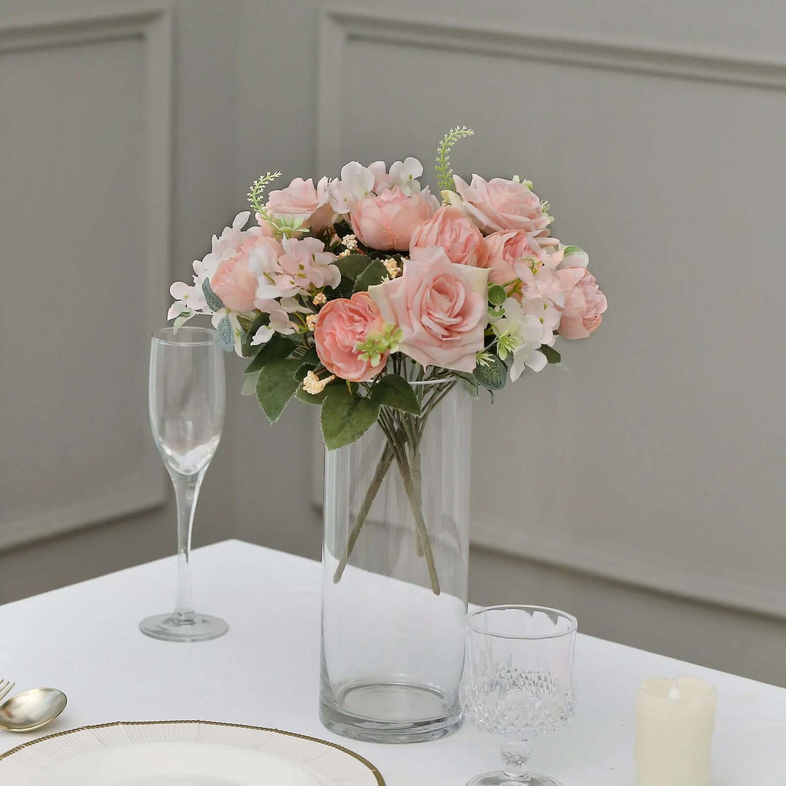 Hot Deal! 2 Pack Blush Silk Artificial Rose & Peony Floral Arrangements for Weddings and Home Decor