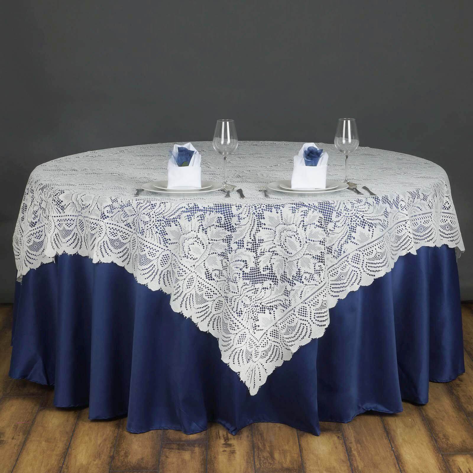 Ivory Lace 72x72 Square Table Overlay - Victorian Design for Special Celebrations