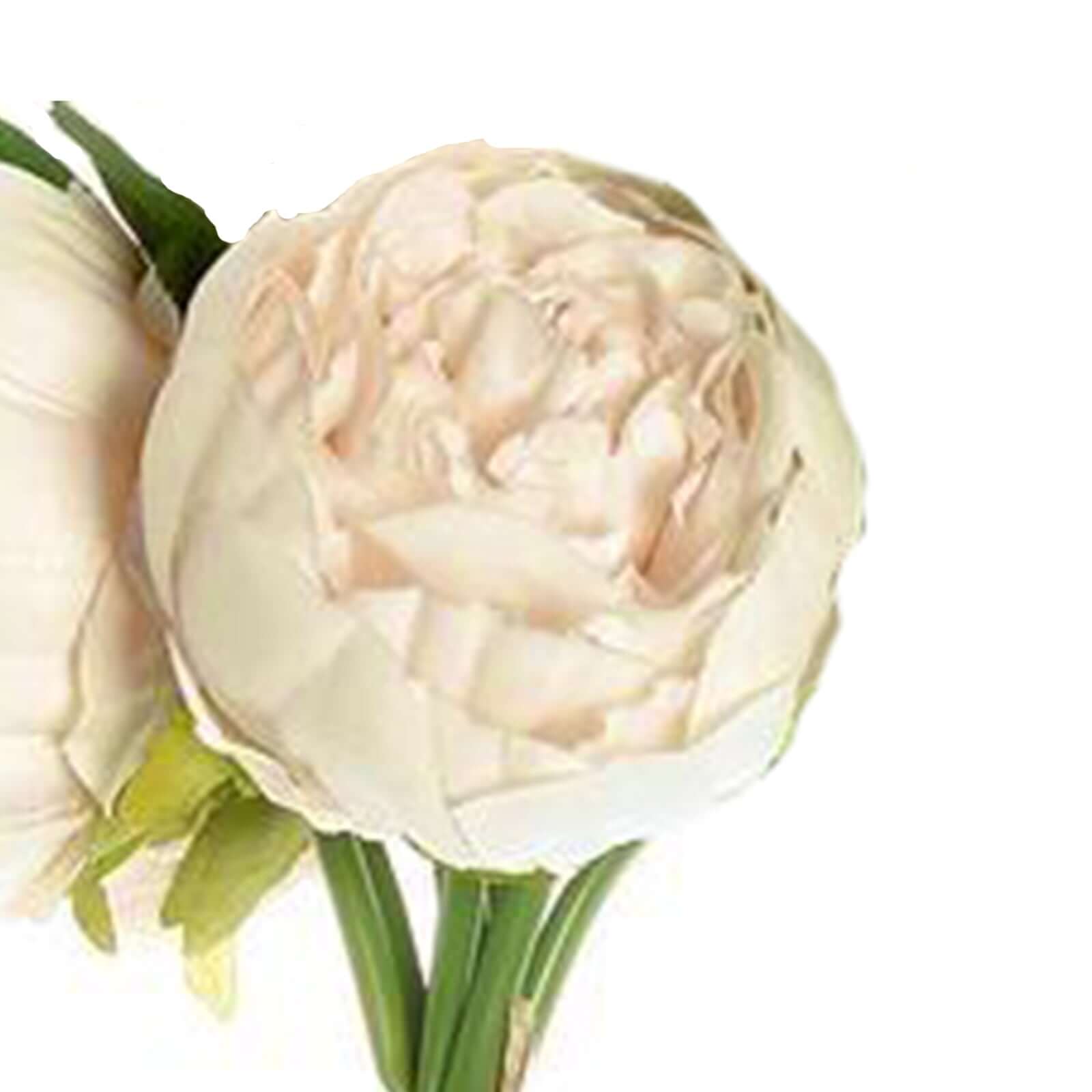 Stunning Beige Artificial Silk Peony Bouquet - 5 Flower Heads