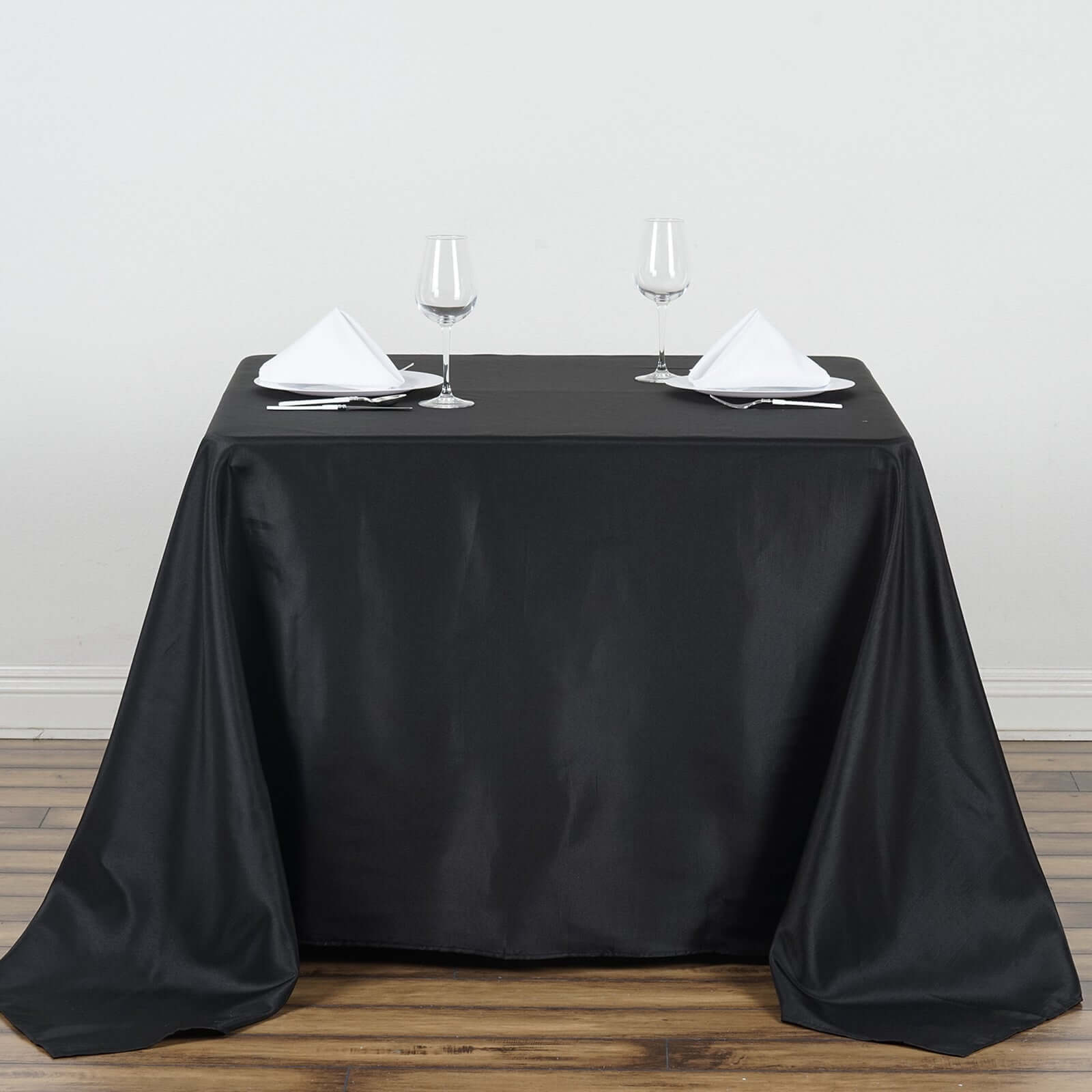 Exclusive Black 90x90 Polyester Square Tablecloth - Durable & Wrinkle-Resistant for Events
