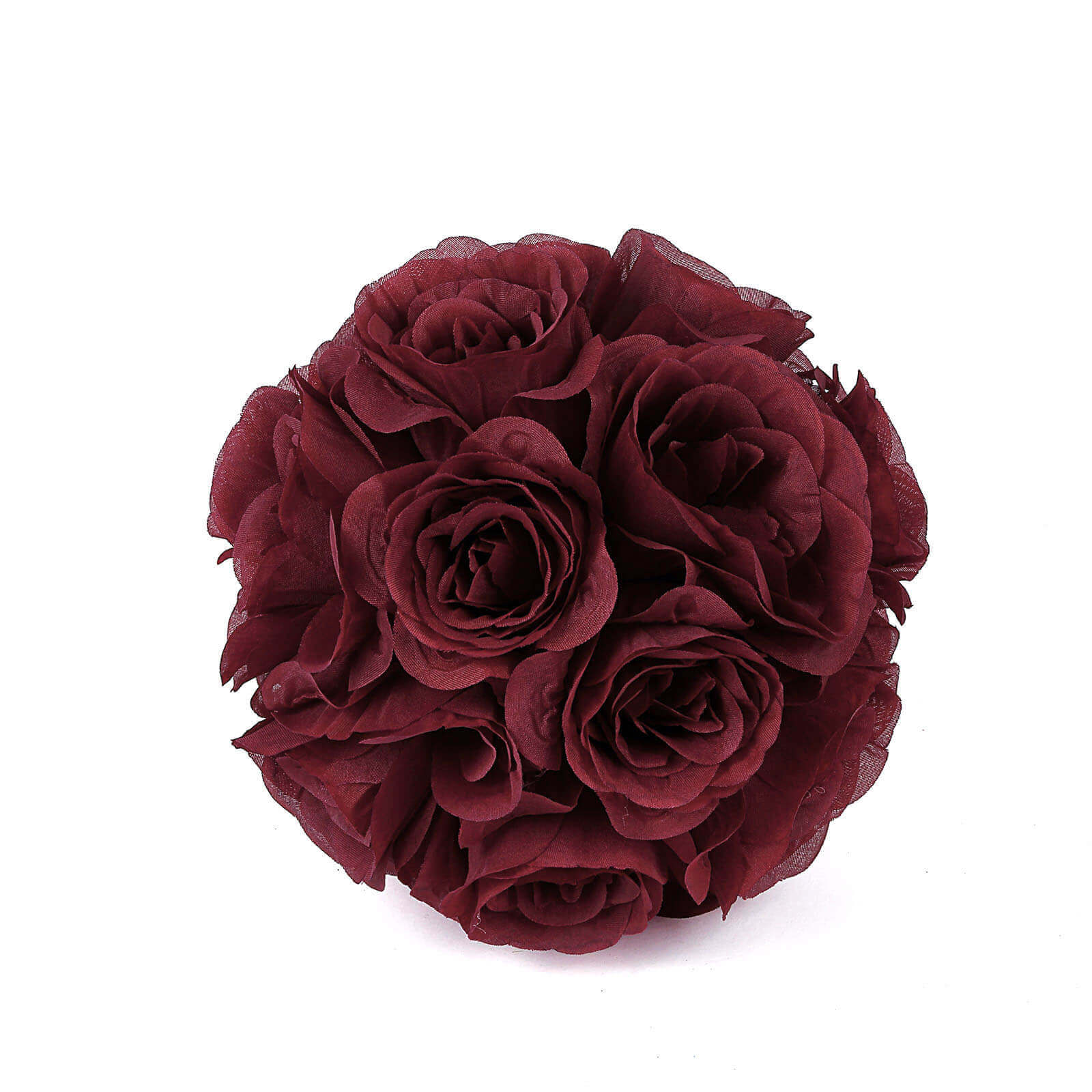 2-Pack 7" Burgundy Artificial Silk Rose Kissing Balls - Ideal for Decor