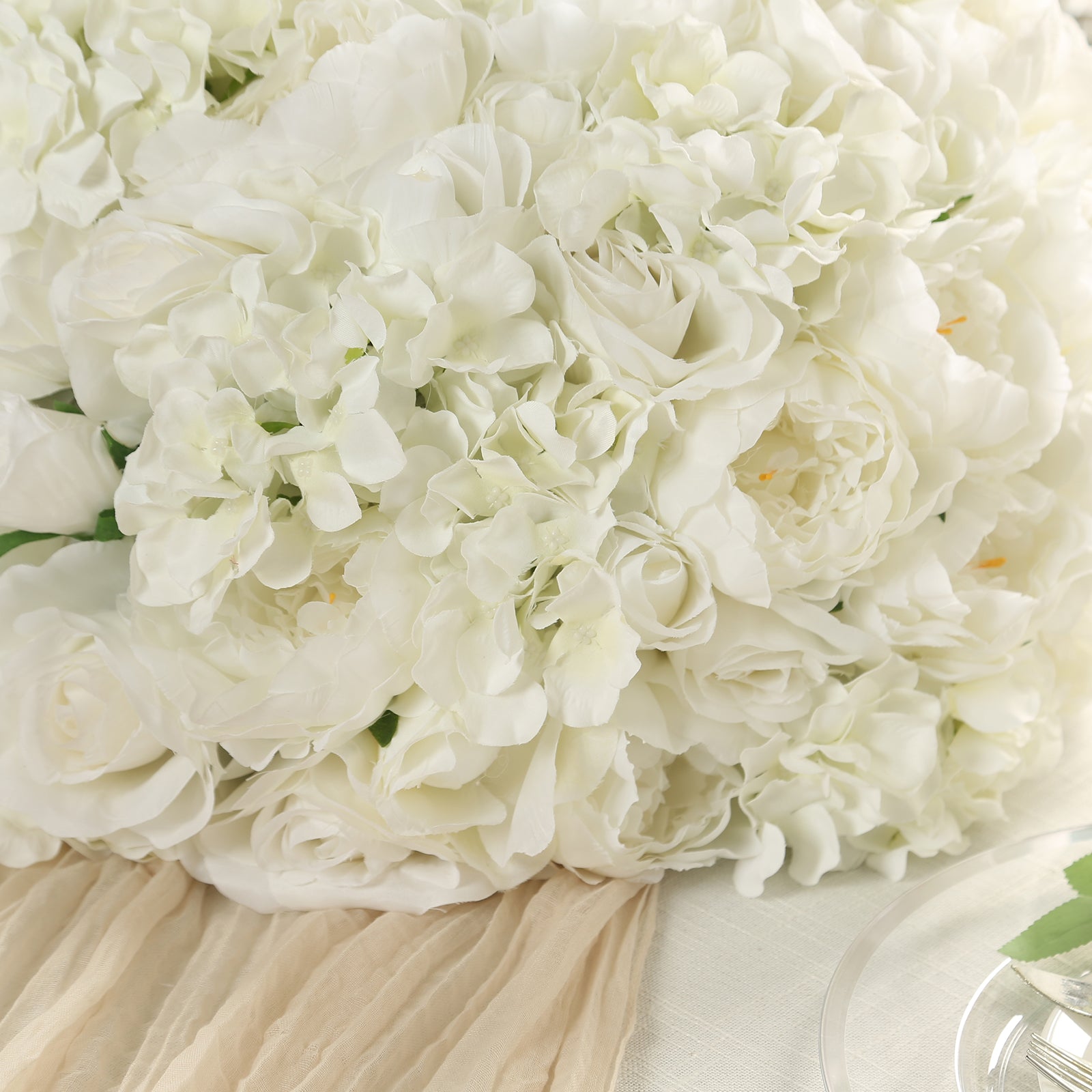 Hot Sale! Large Ivory Artificial Silk Rose Bouquet for Wedding Centerpieces and Table Decor - 20