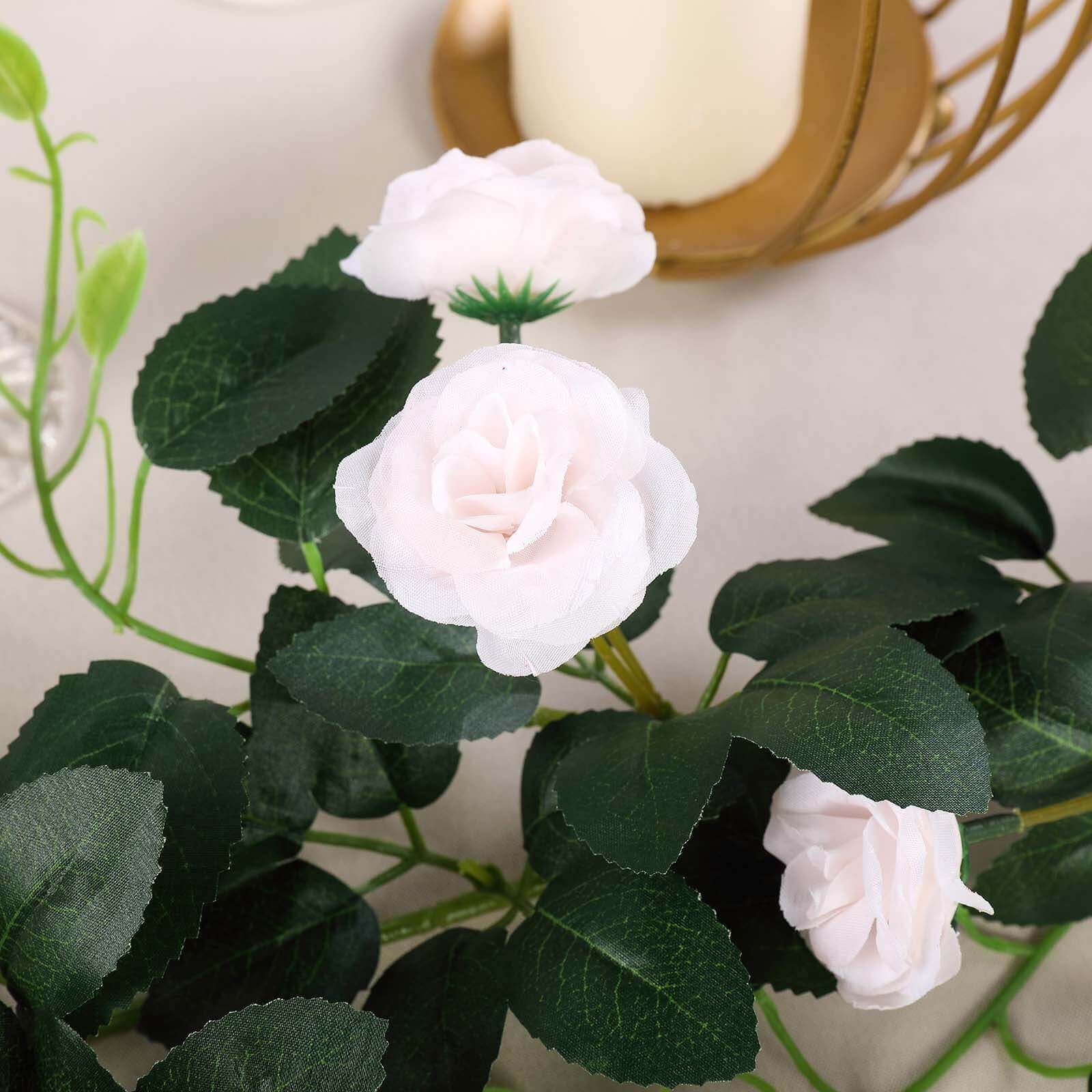 6-Foot Blush Silk Artificial Rose Flower Garland with 20 Roses