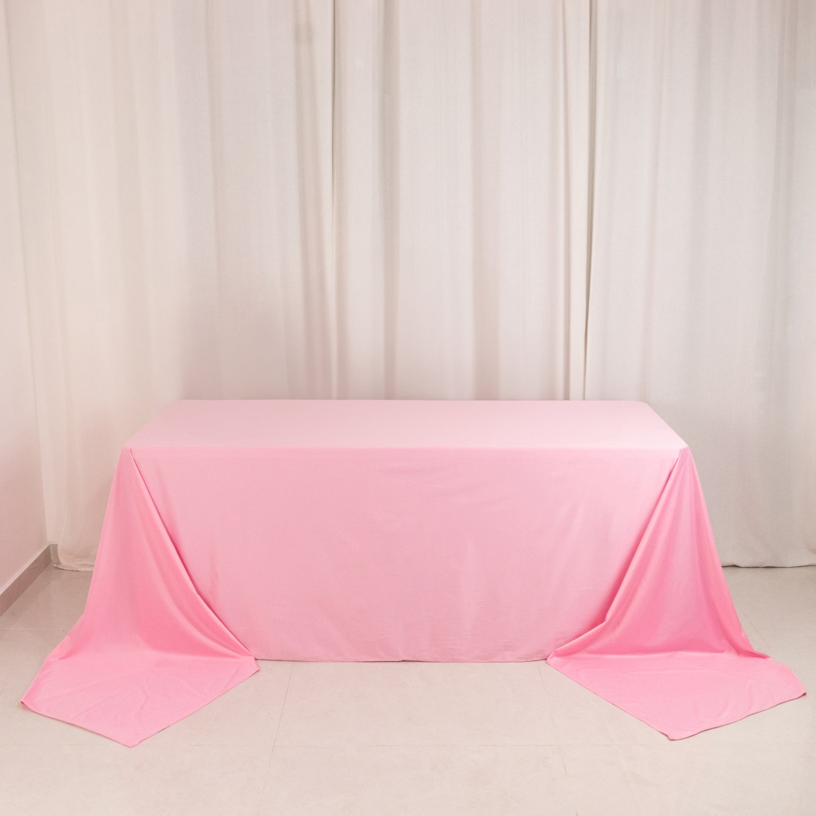 Hot Deal! Pink Premium Scuba 90x156 Wrinkle-Free, Stain-Resistant Seamless Tablecloth