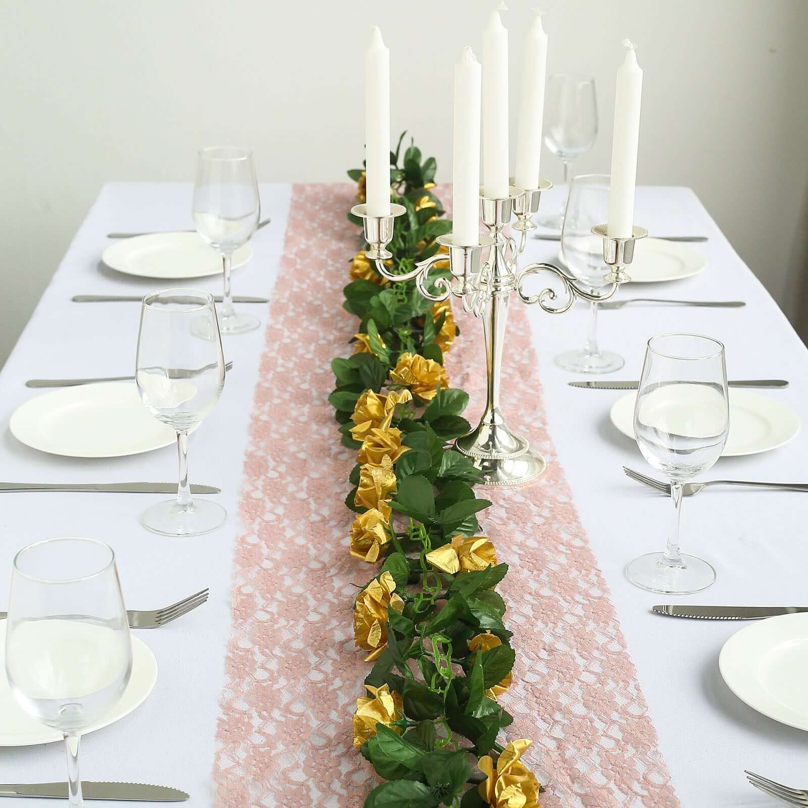 6ft UV Protected Gold Artificial Silk Rose Garland - Perfect for Decorations!