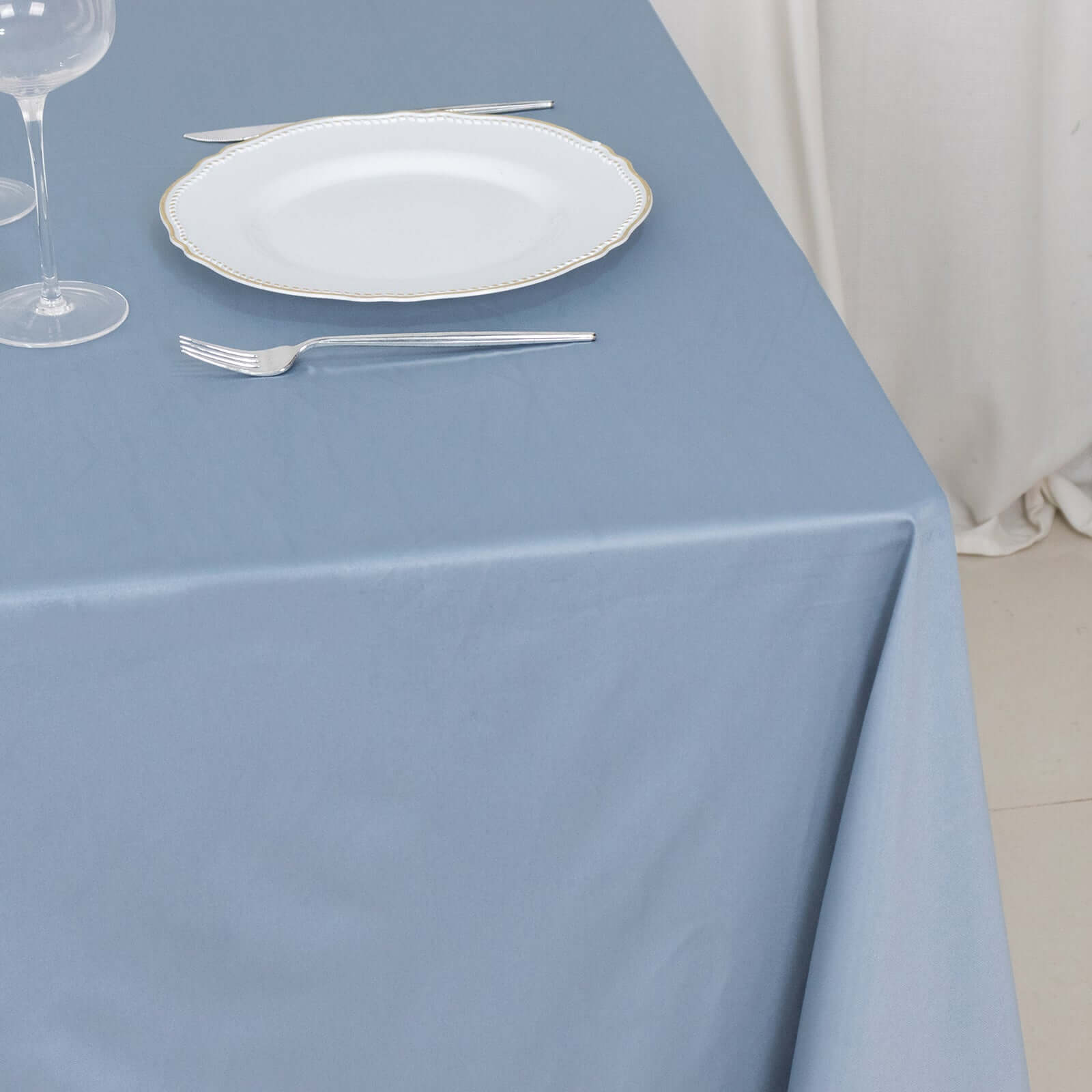 Premium Offer! Wrinkle-Free & Stain-Resistant Dusty Blue Scuba Polyester 70x70 Square Tablecloth