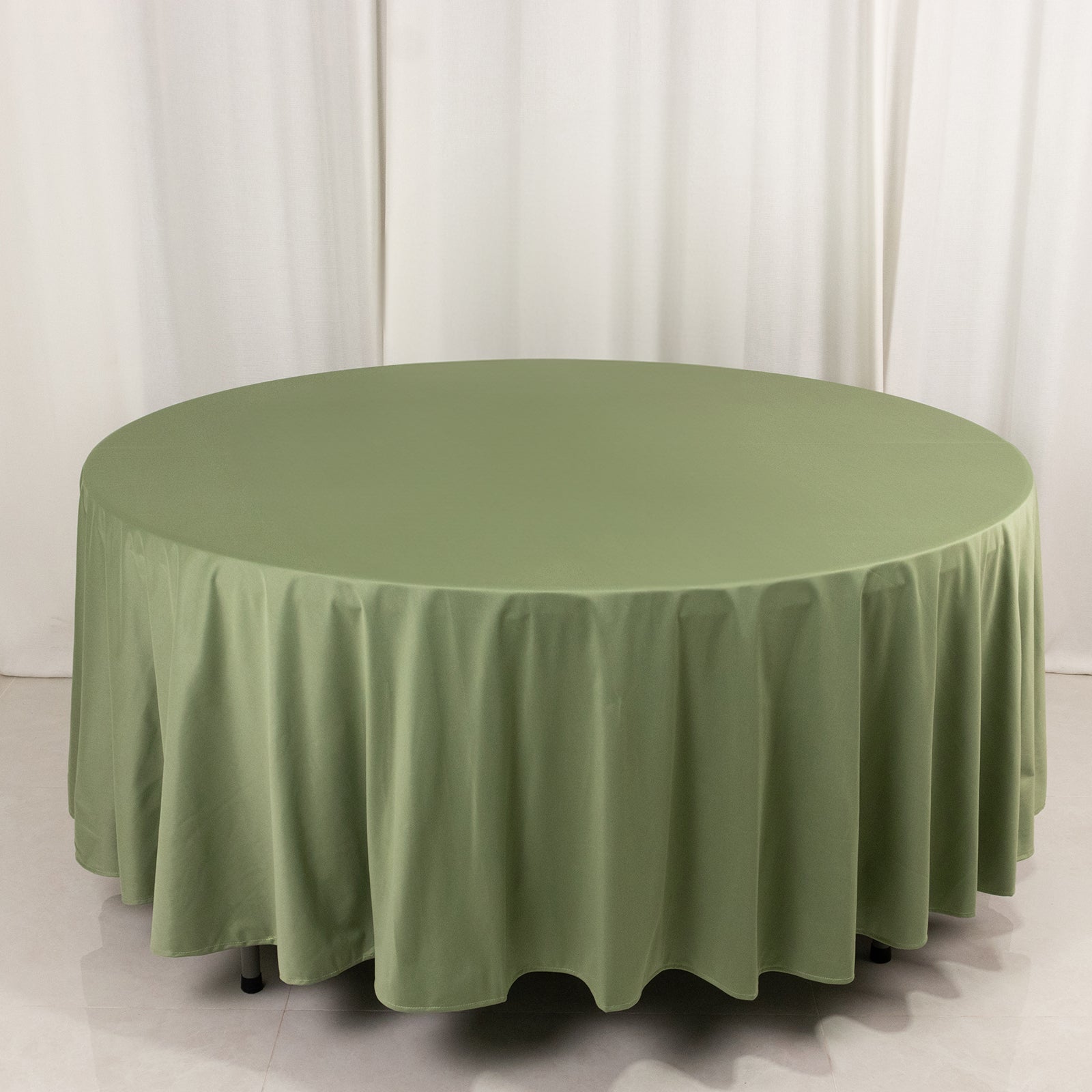 Exclusive Premium Wrinkle-Free & Stain-Resistant Scuba Round Tablecloth in Dusty Sage Green, 108"