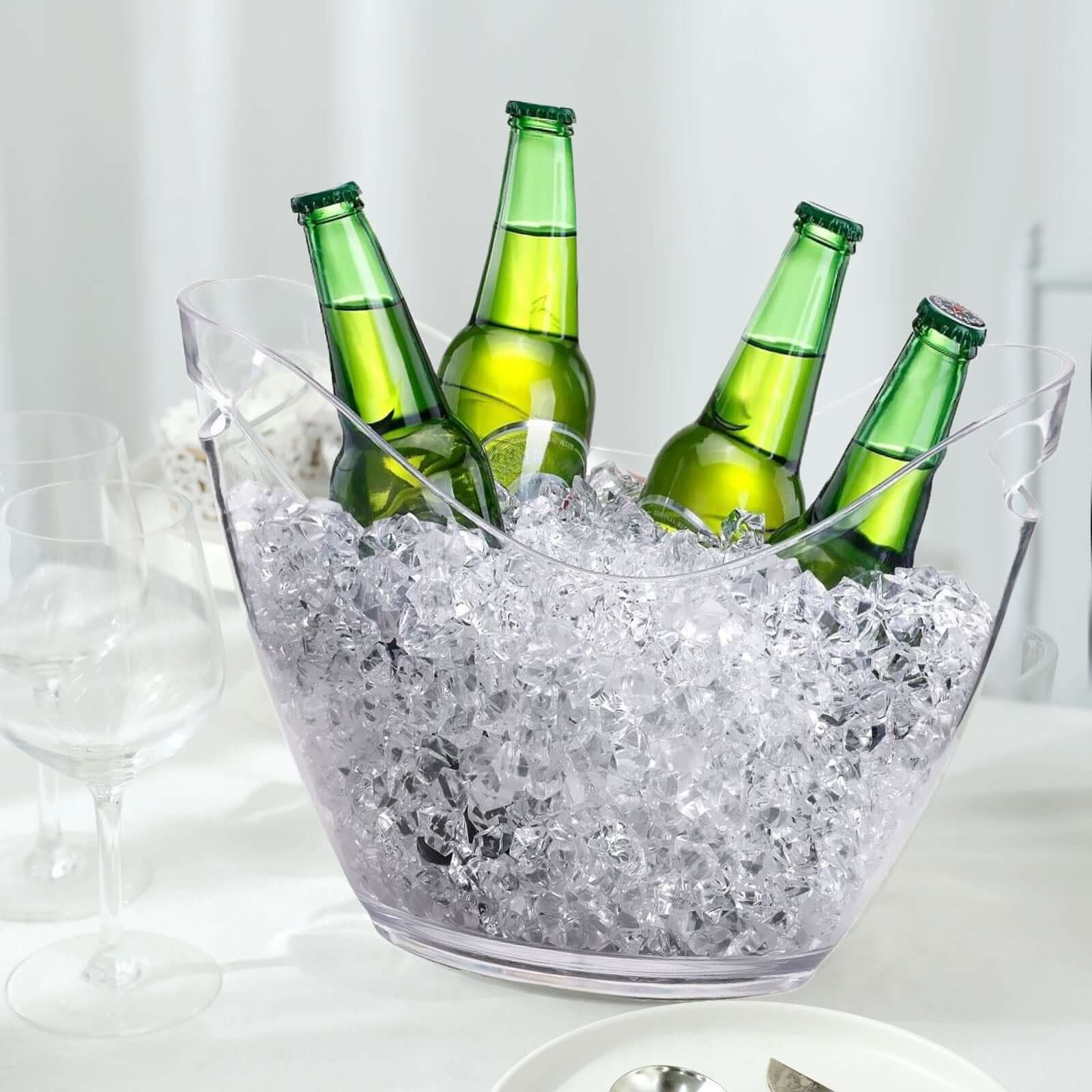 Large Capacity Clear Plastic Boat Shaped Party Ice and Drinks Bucket - 7 Liter for Indoor & Outdoor Gatherings