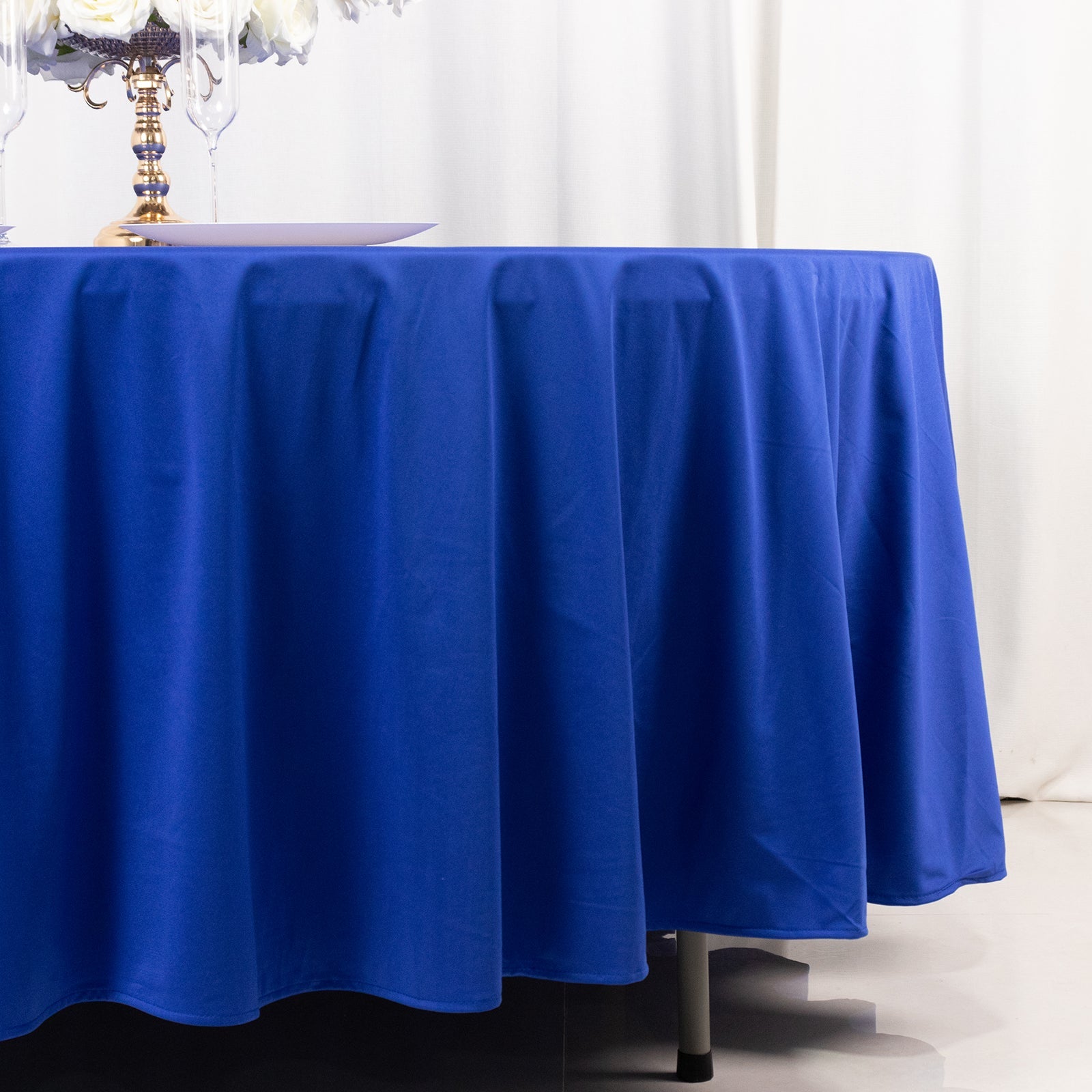 Exclusive Premium Royal Blue Scuba Round 108 Tablecloth - Stain & Wrinkle Free