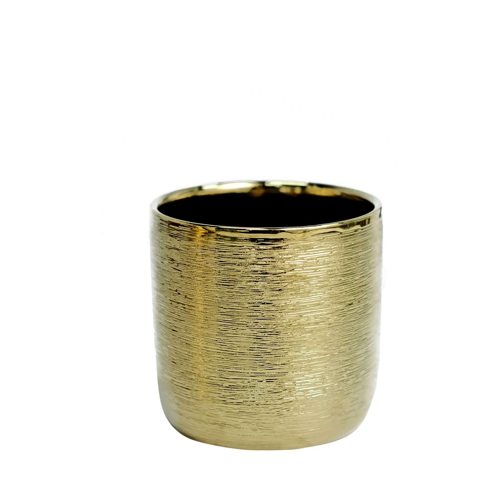 Hot Deal! 2-Pack Metallic Gold Ceramic Indoor Flower Plant Pots with Textured Round Design