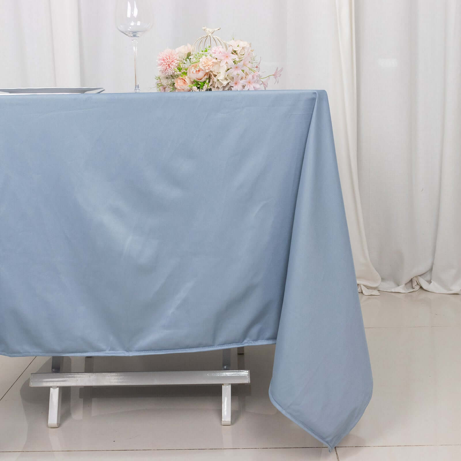 Premium Offer! Wrinkle-Free & Stain-Resistant Dusty Blue Scuba Polyester 70x70 Square Tablecloth