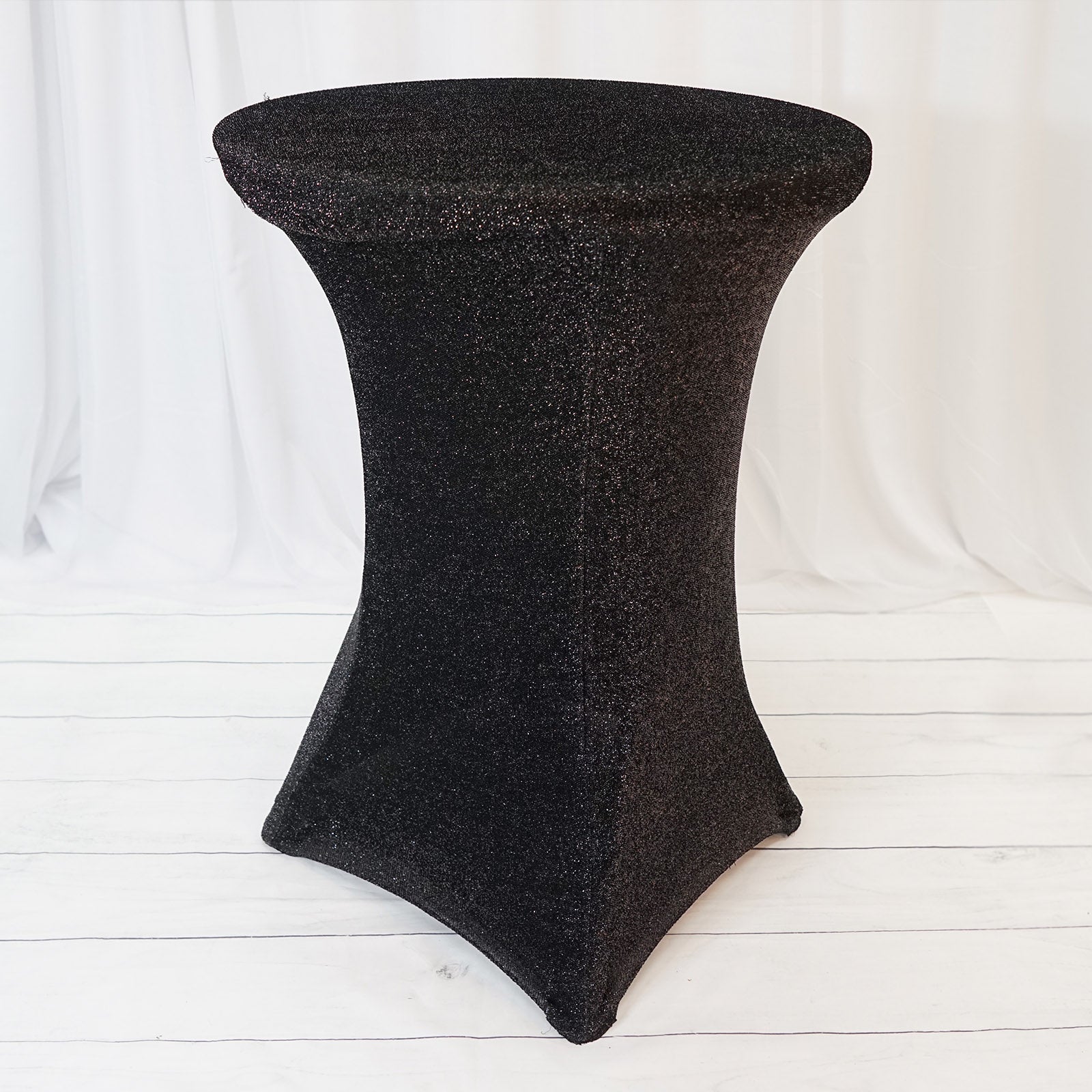 Shiny Black Metallic Glitter Spandex Cover for Cocktail Tables