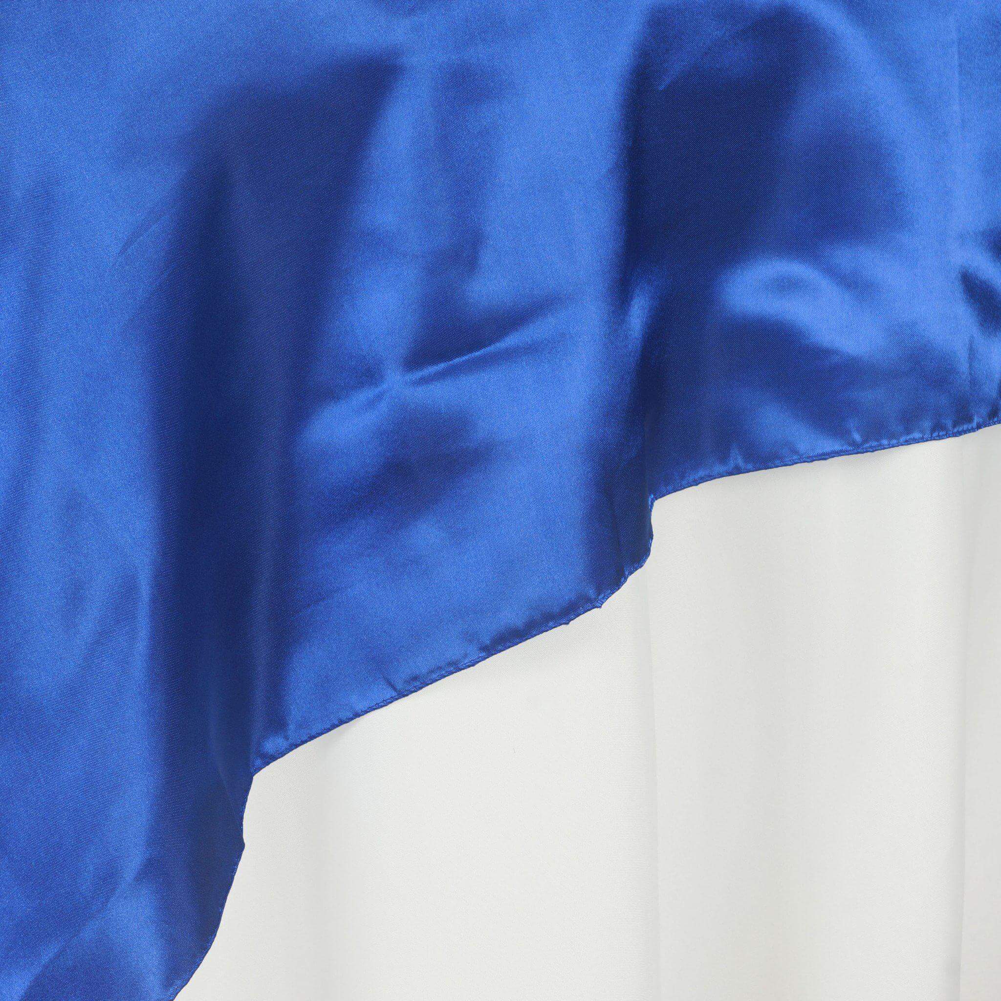 Royal Blue Satin 90x90 Square Table Overlay - Smooth Finish Table Topper