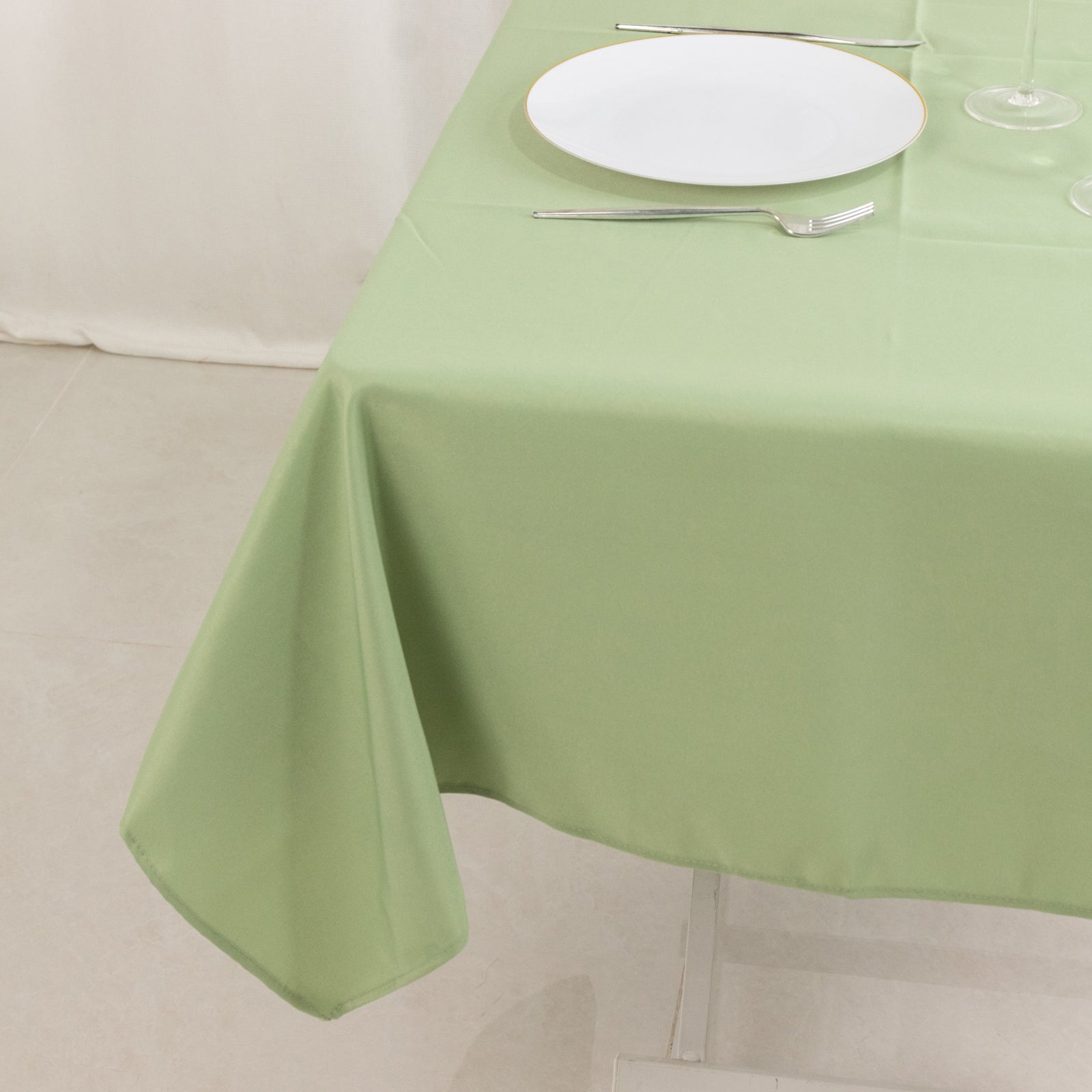 Hot Deal! 54x54 Sage Green Premium Polyester Square Tablecloth - Stain & Wrinkle Resistant 220GSM
