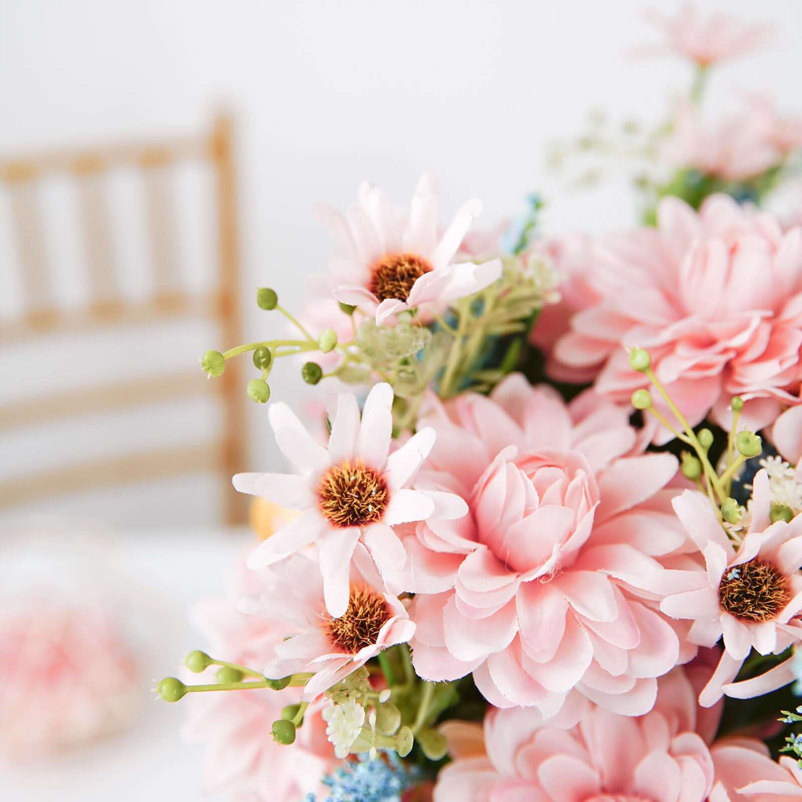2-Bush Blush Blue Artificial Silk Dahlia Bouquet - Perfect for Any Occasion