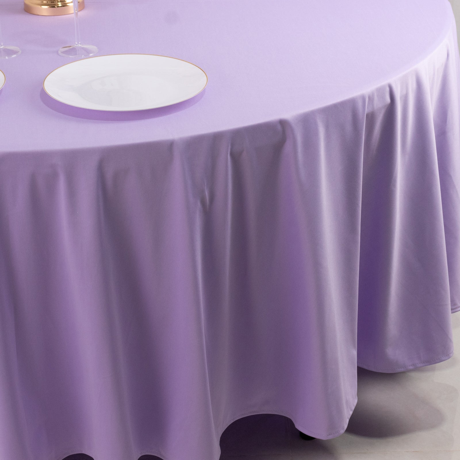 Hot! Premium Wrinkle & Stain-Free Lavender Lilac 108" Scuba Round Tablecloth