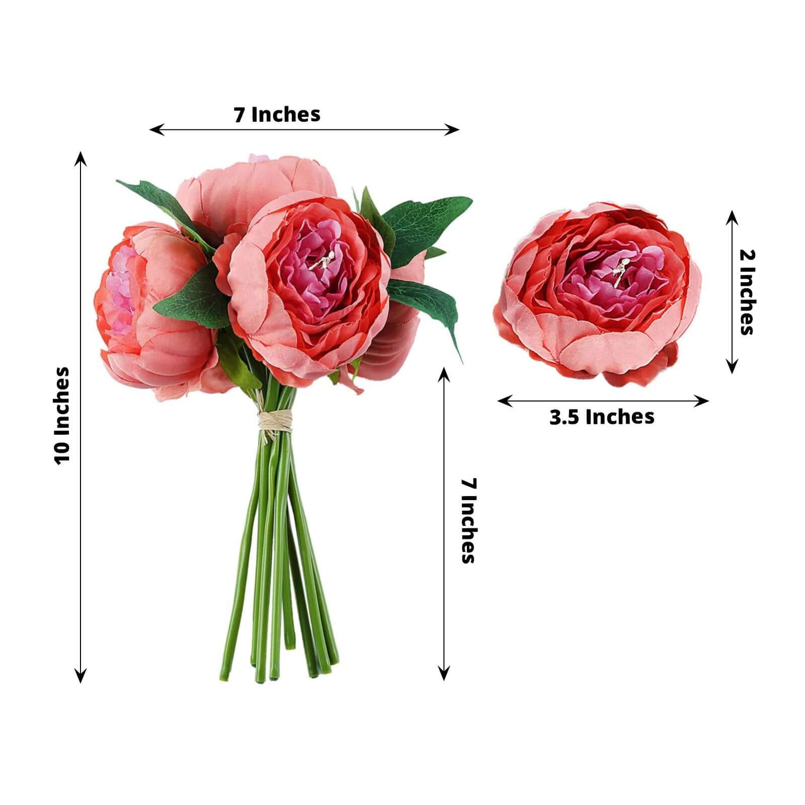 Hot! 5-Head Dusty Rose Artificial Silk Peony Bouquet