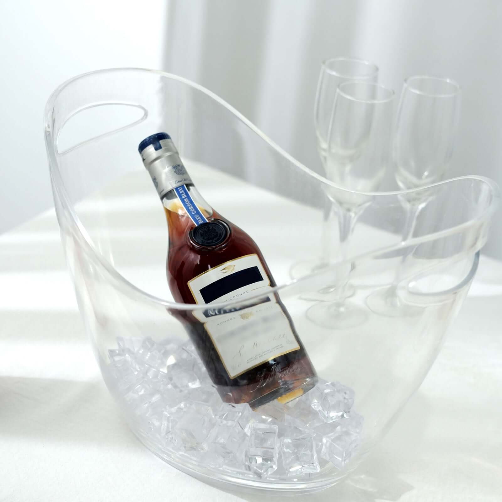 Large Capacity Clear Plastic Boat Shaped Party Ice and Drinks Bucket - 7 Liter for Indoor & Outdoor Gatherings