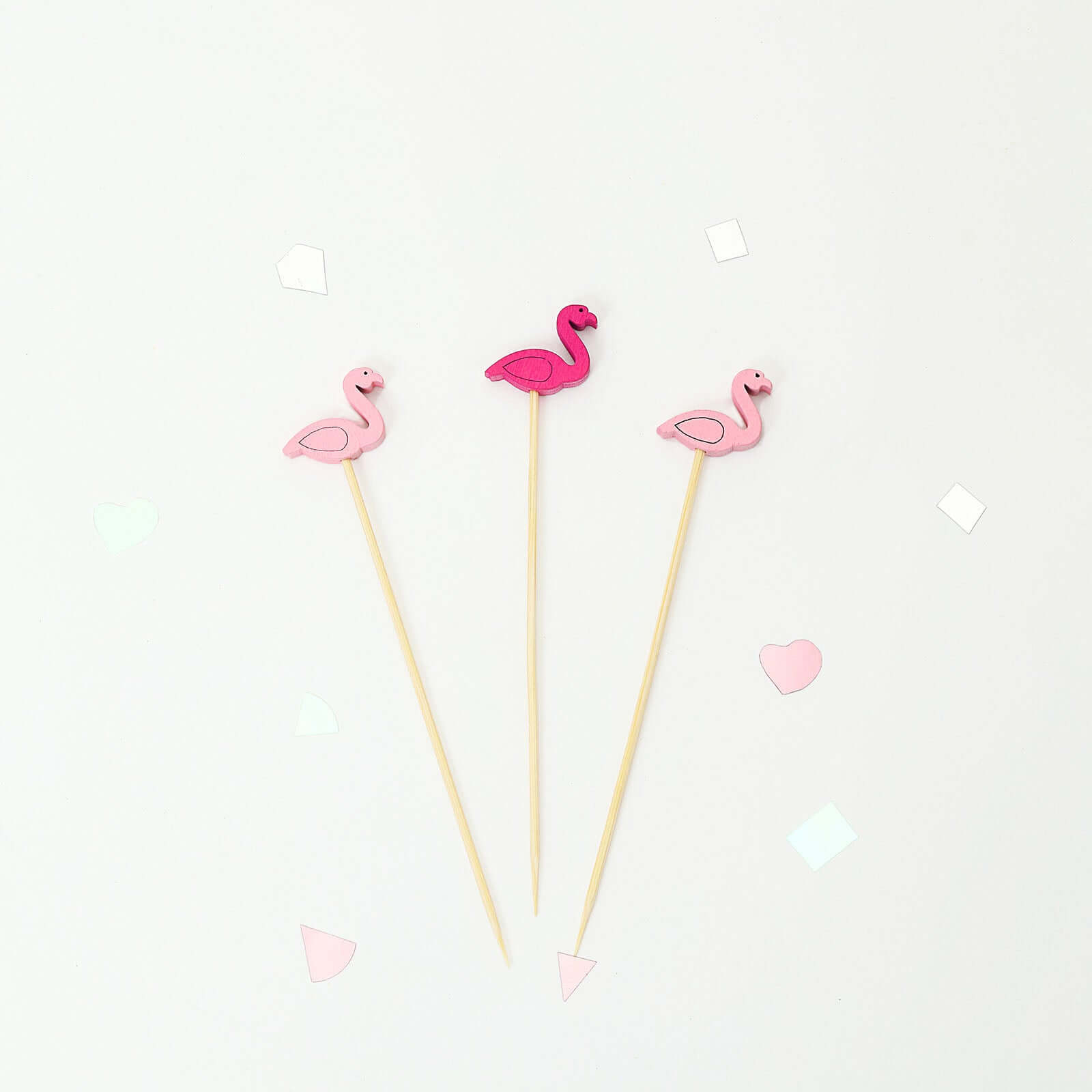 Hot Deal! 100-Pack Eco-Friendly Bamboo Flamingo Cocktail Sticks in Fuchsia/Hot Pink