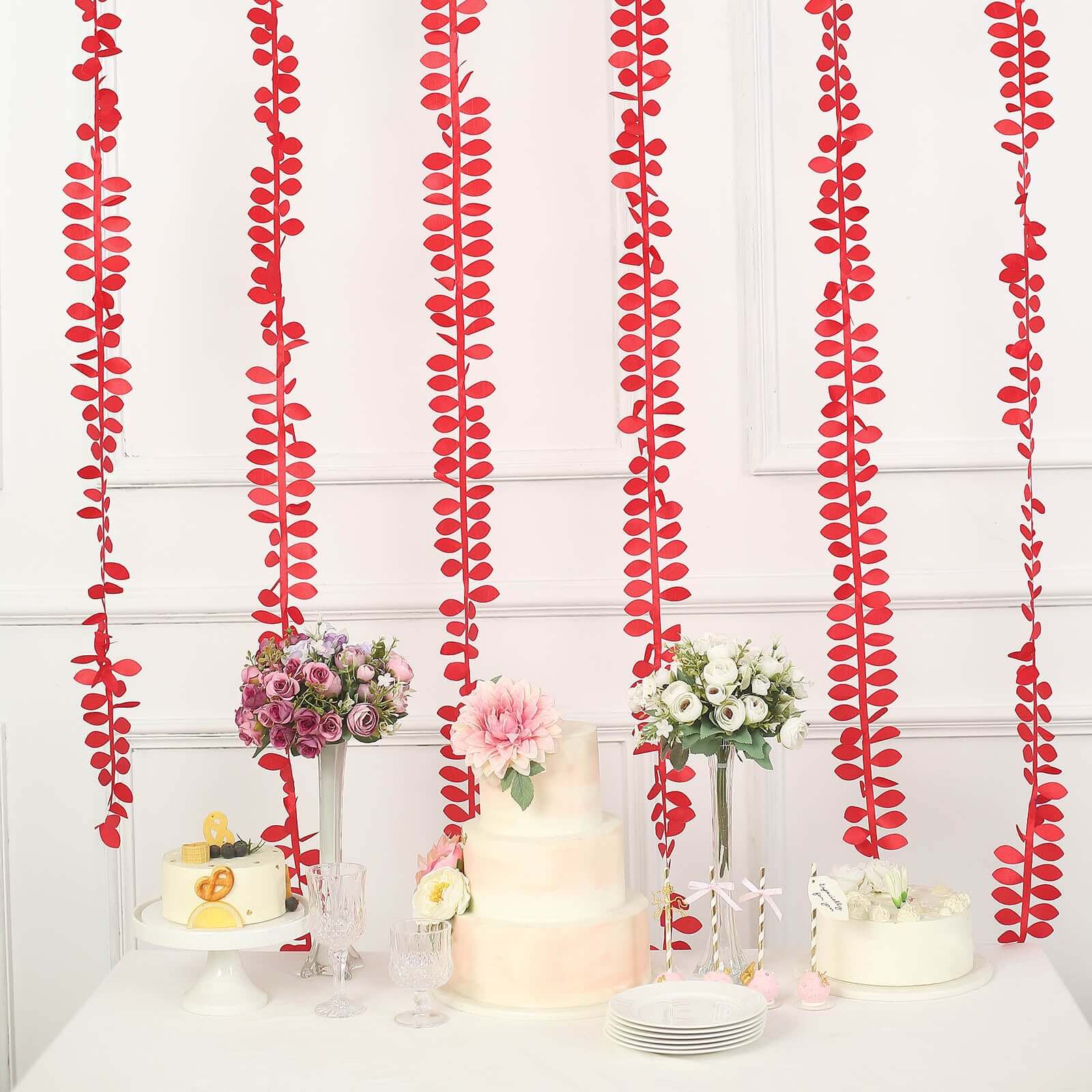 Red 50ft Taffeta Ribbon Sash with Elegant 4 - Leaf Petal Design, Ideal for Decor