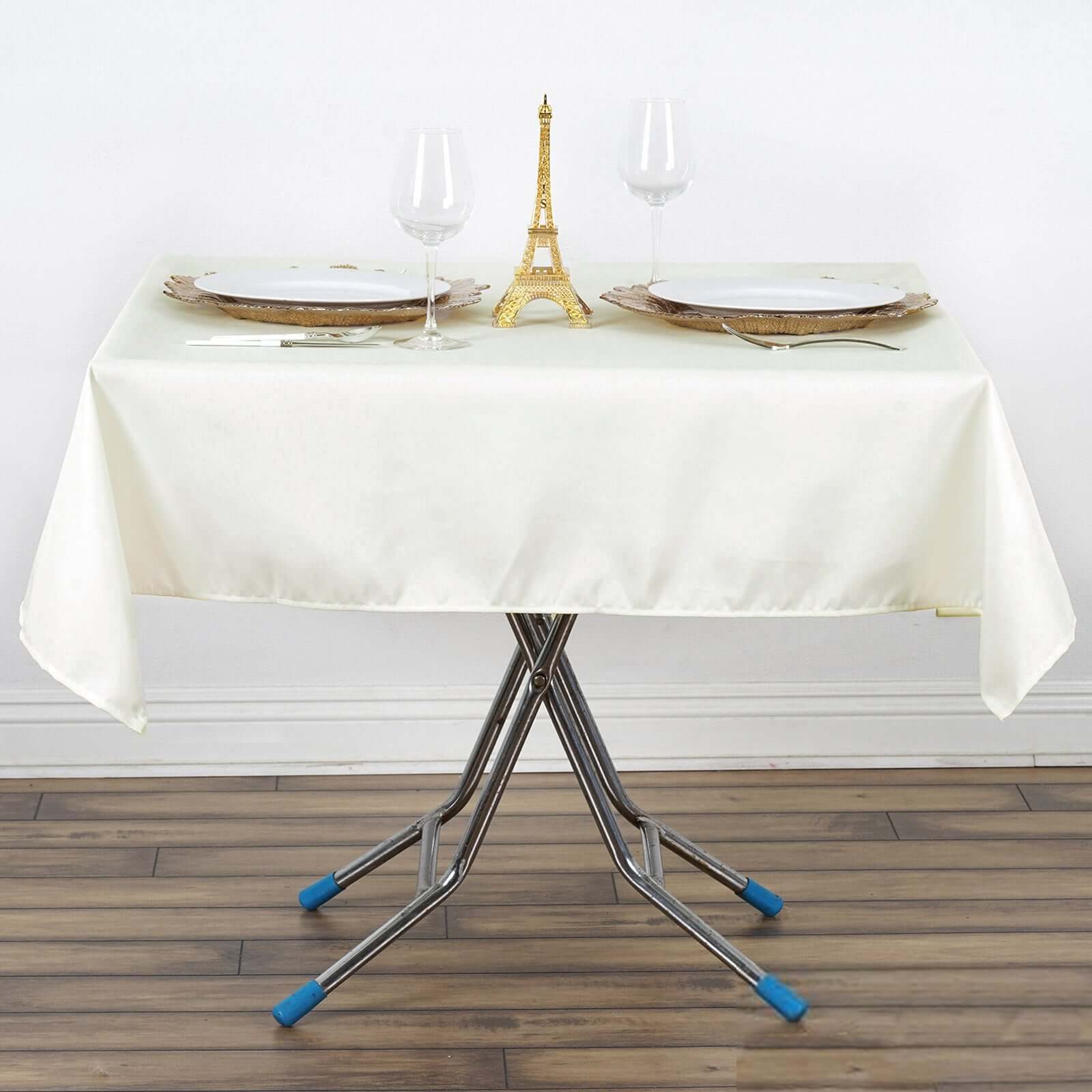 Exclusive 54x54 Square Ivory Polyester Tablecloth - 220GSM, Stain & Wrinkle Resistant