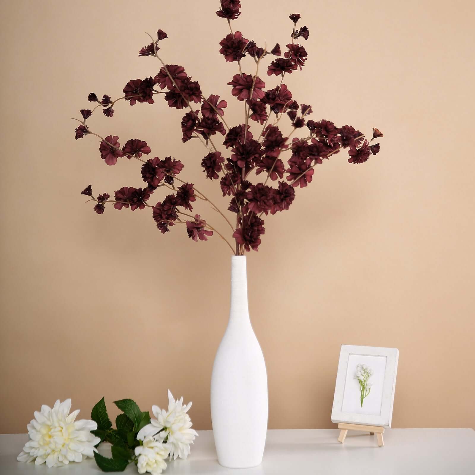 Discount! 2 Branches 42" Tall Burgundy Artificial Silk Carnation Stems