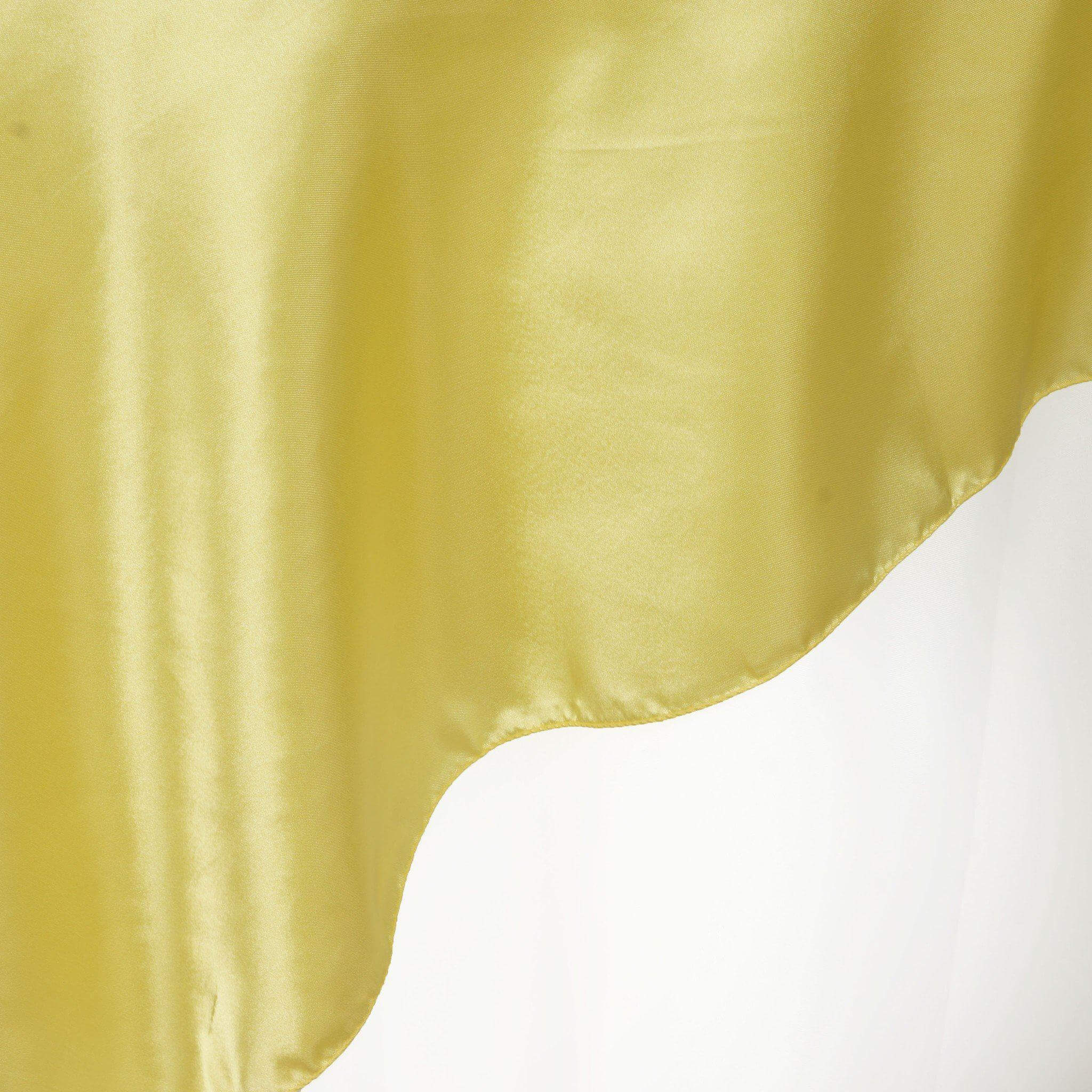 Yellow Satin 72x72 Square Table Overlay - Smooth Finish, Ideal Decor