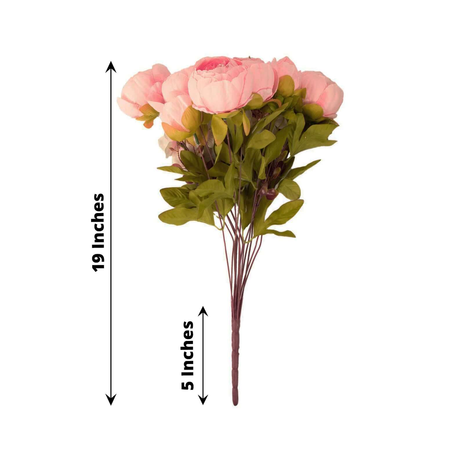 Hot Deal! 2-Pack 19" Pink Artificial Peony Flower Wedding Bouquets, Faux Silk Arrangements