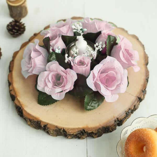 Hot Sale! 4-Piece Set of Blush Artificial Silk Rose Flower Candle Ring Wreaths for Various Occasions