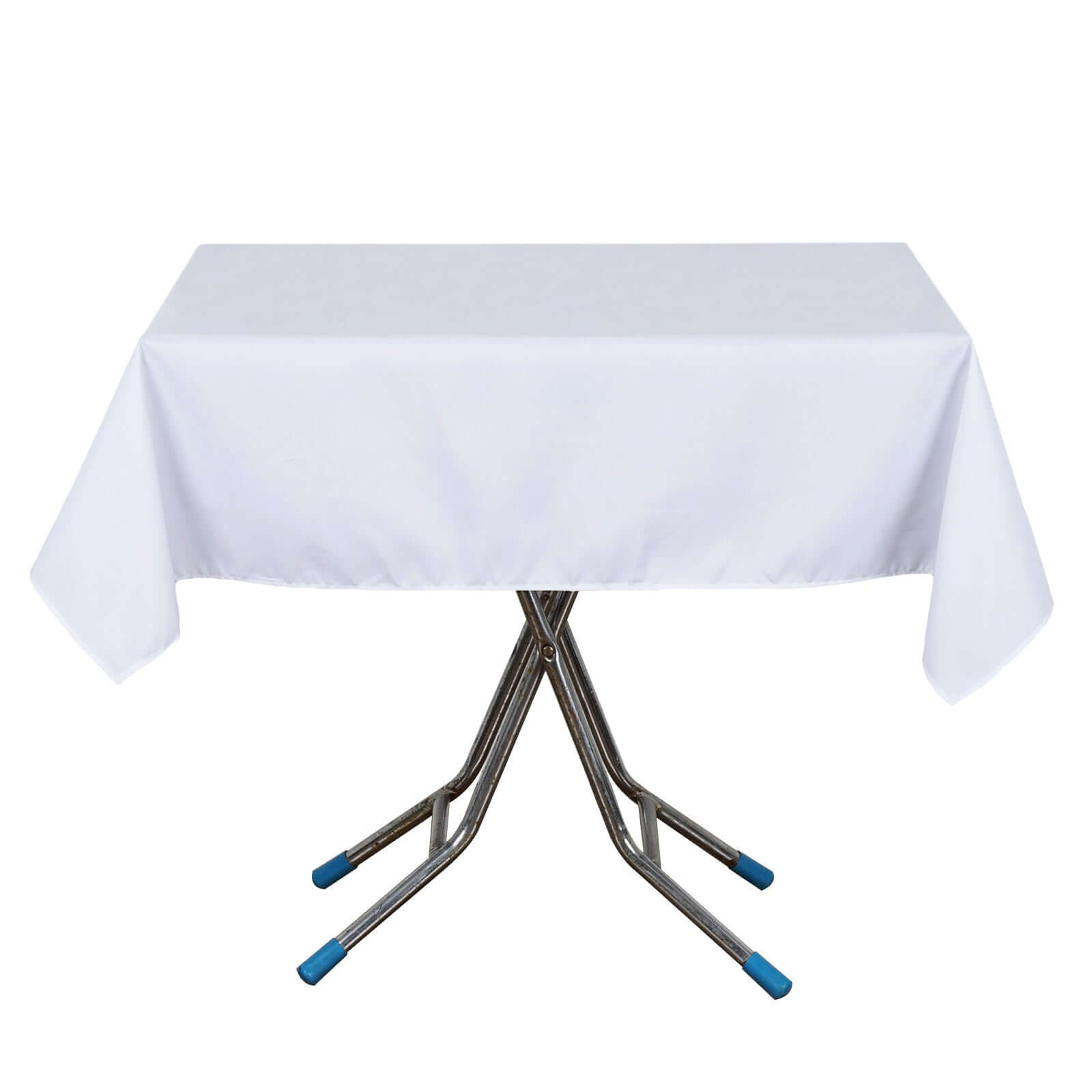 Get This Premium 54x54 White Polyester Square Tablecloth - Stain & Wrinkle Resistant for Weddings & Events