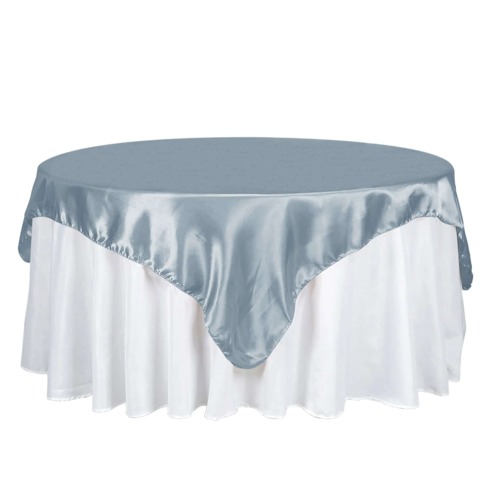 Dusty Blue 72x72 Satin Square Table Overlay with Smooth Finish