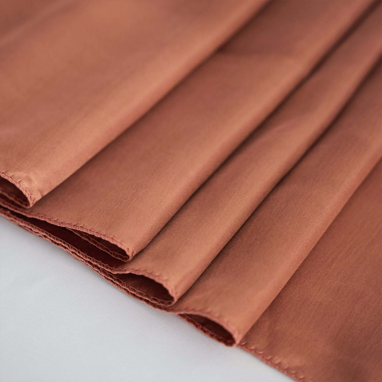 Hot! 72x72 Satin Square Table Overlay in Terracotta (Rust) - Smooth Finish