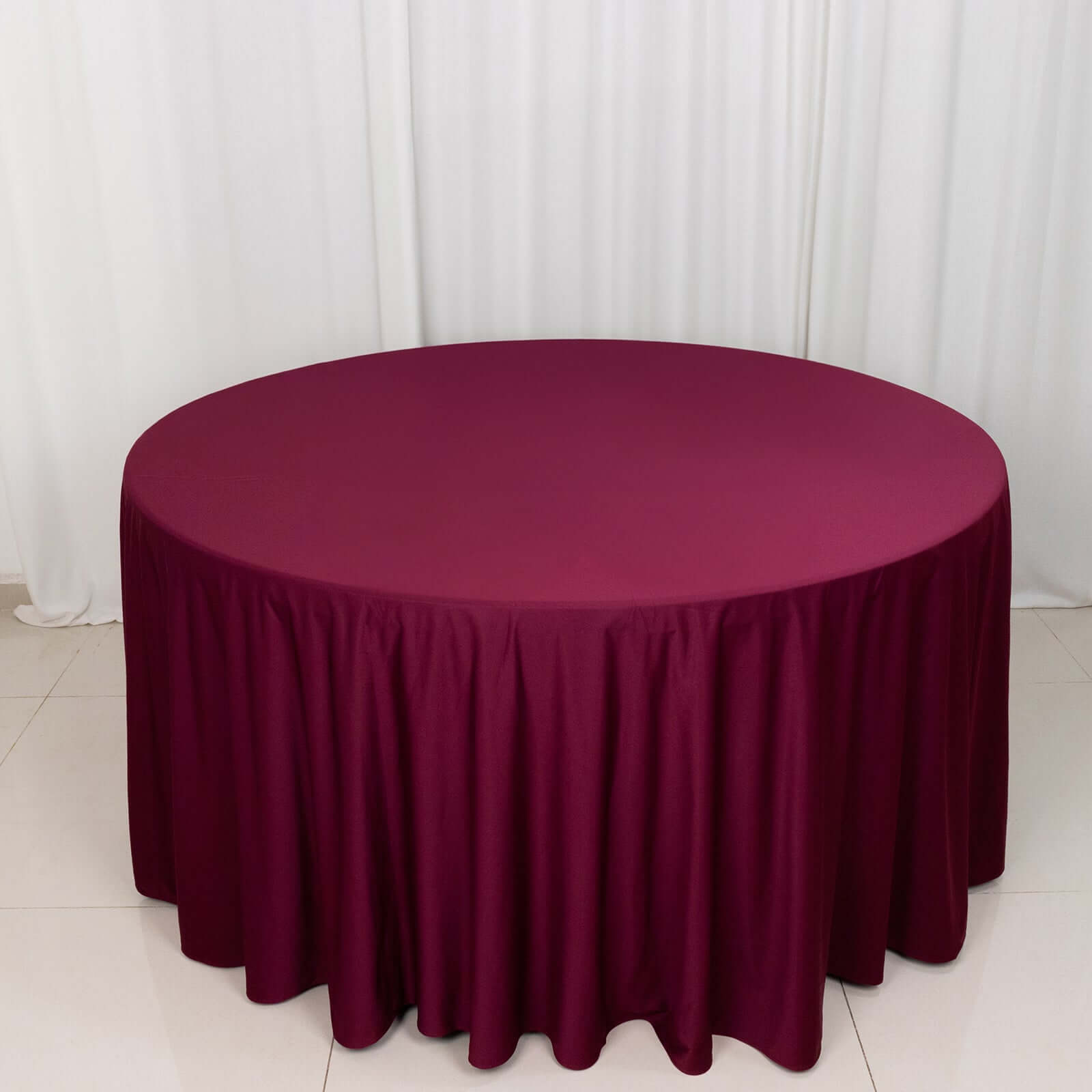 Exclusive Burgundy 120' Scuba Round Tablecloth - Wrinkle & Stain Resistant