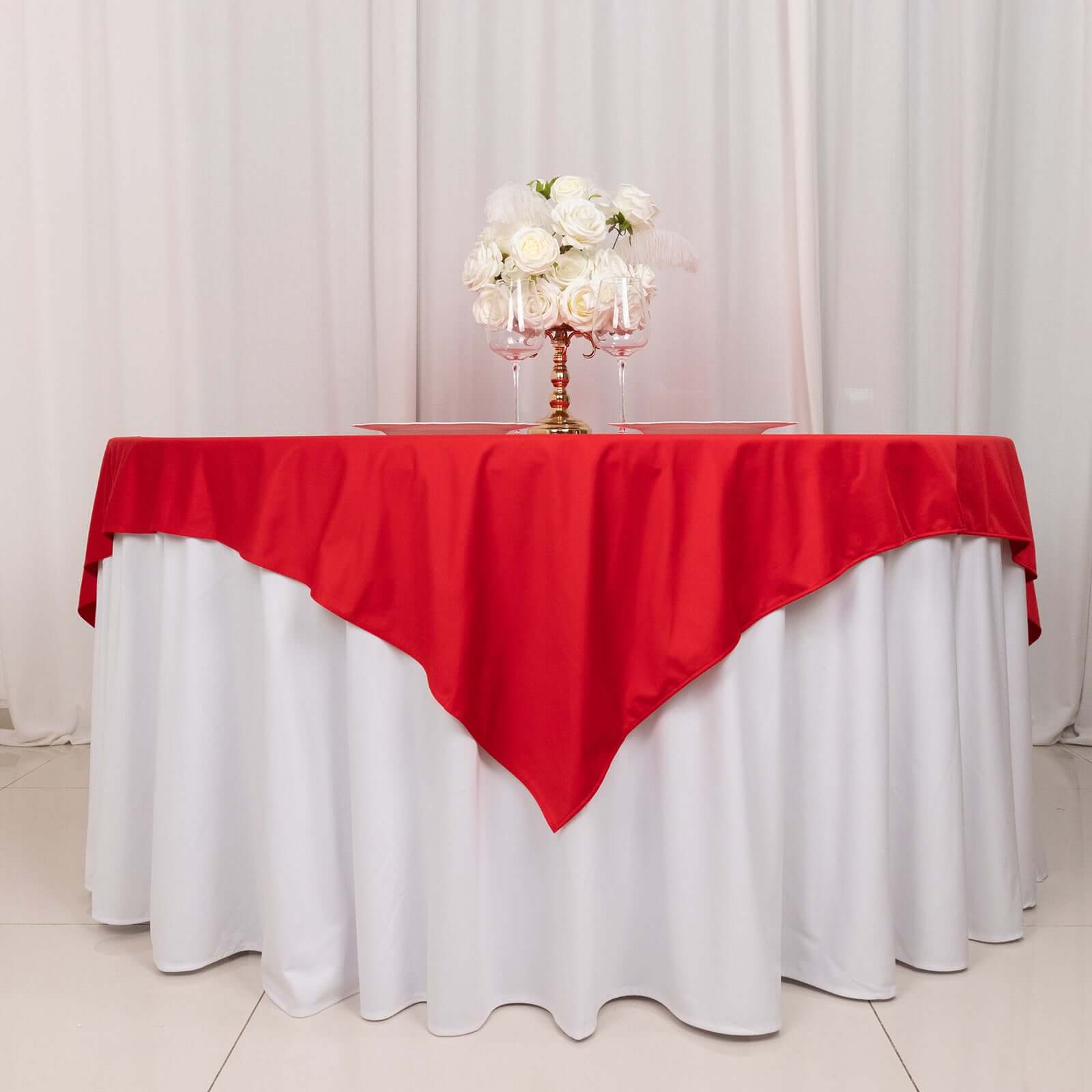 Hot Deal! Premium Red 70x70 Scuba Square Tablecloth - Wrinkle & Stain Free