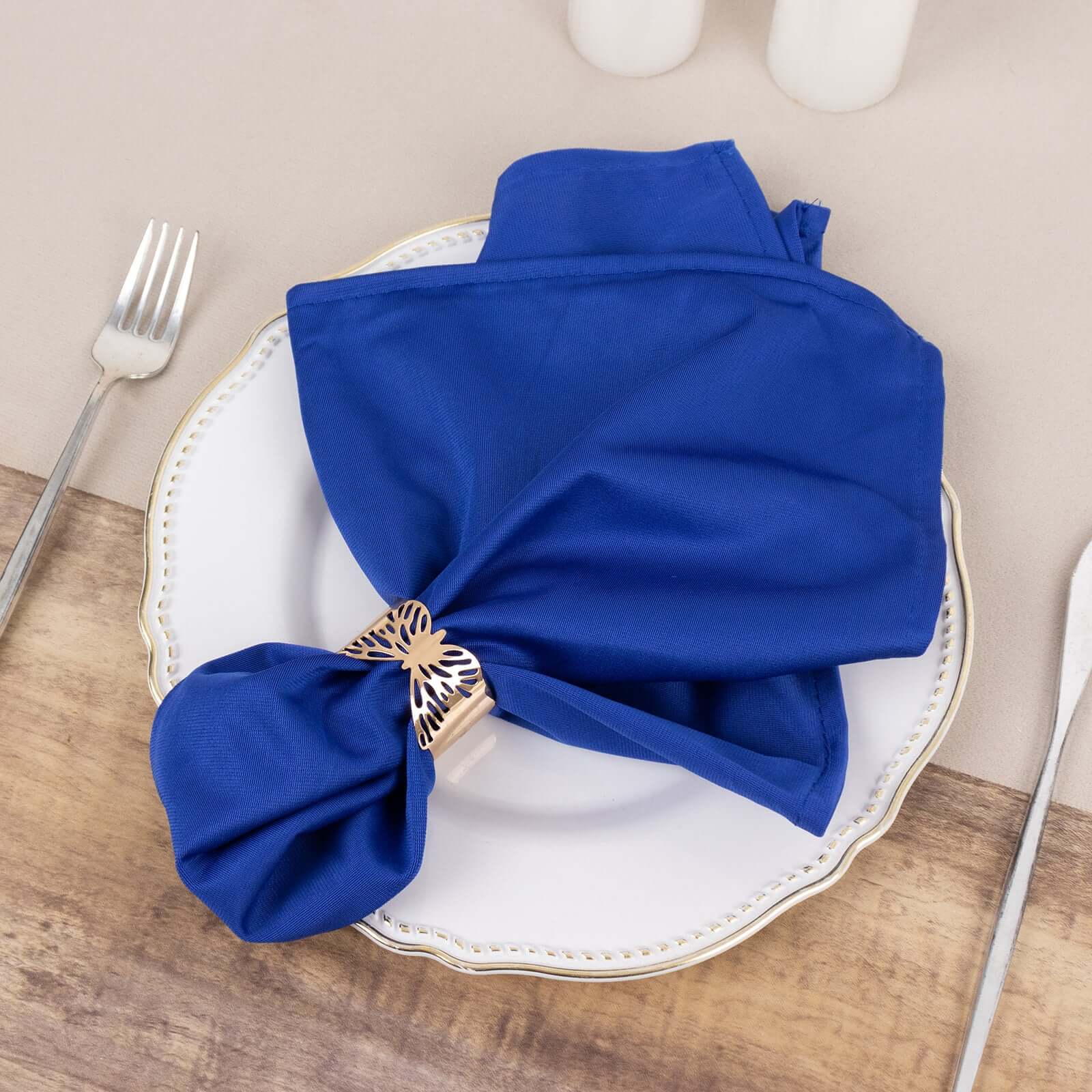 5-Pack Royal Blue Premium Scuba 20x20 Durable & Reusable Dinner Napkins